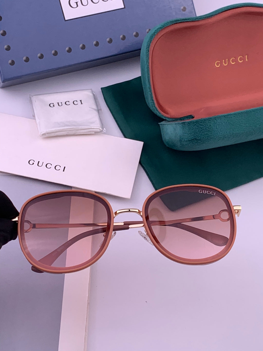Gucci G9680 Polarized Fashion Gold Lens Sunglasses for Men & Women