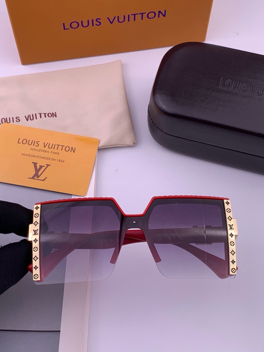 Louis Vuitton L6149 Square Black Lens Sunglasses for Men & Women