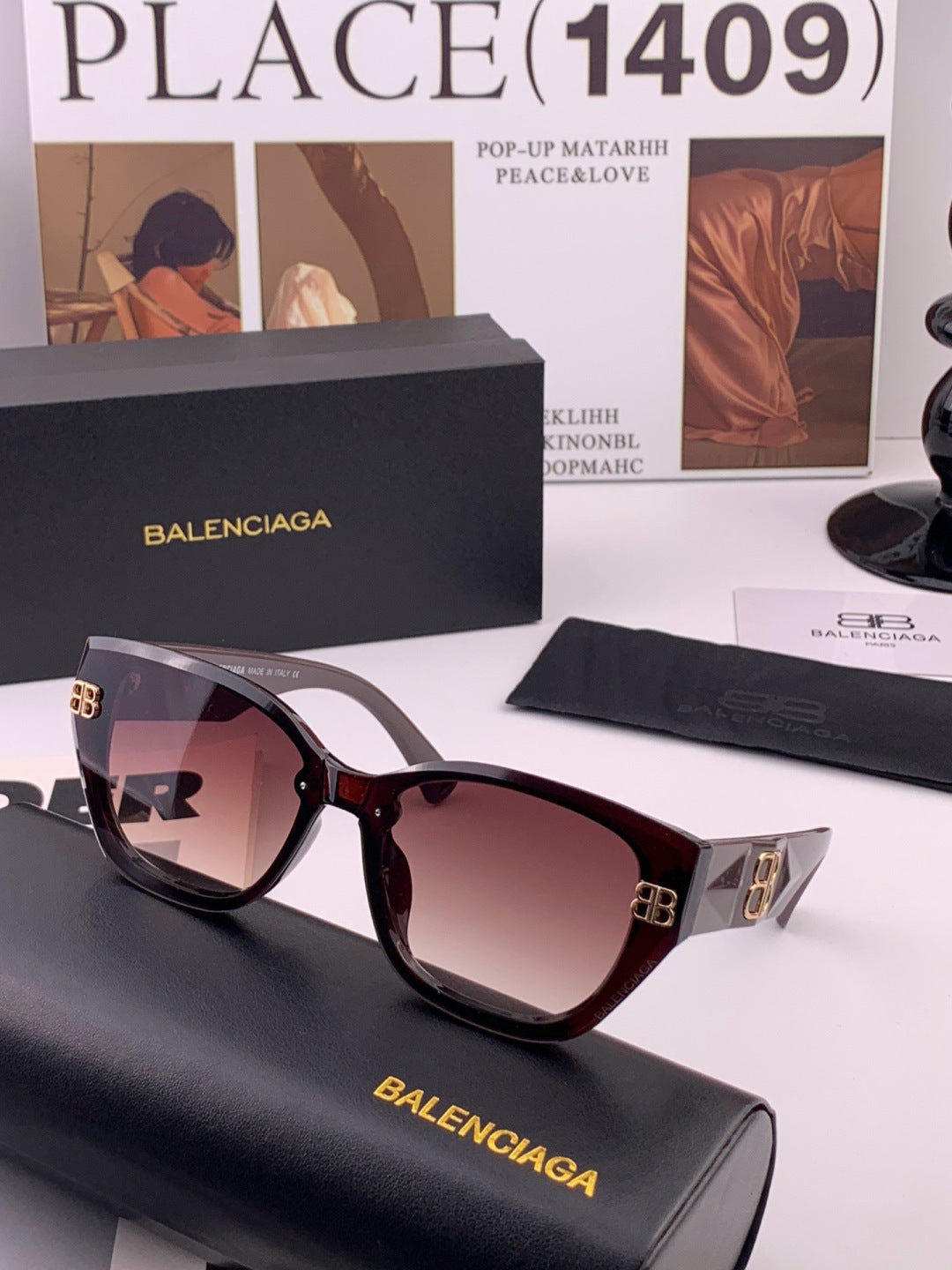 Balenciaga BL1350 Metal Fashion Black Lens Sunglasses for Men & Women - detail image 2