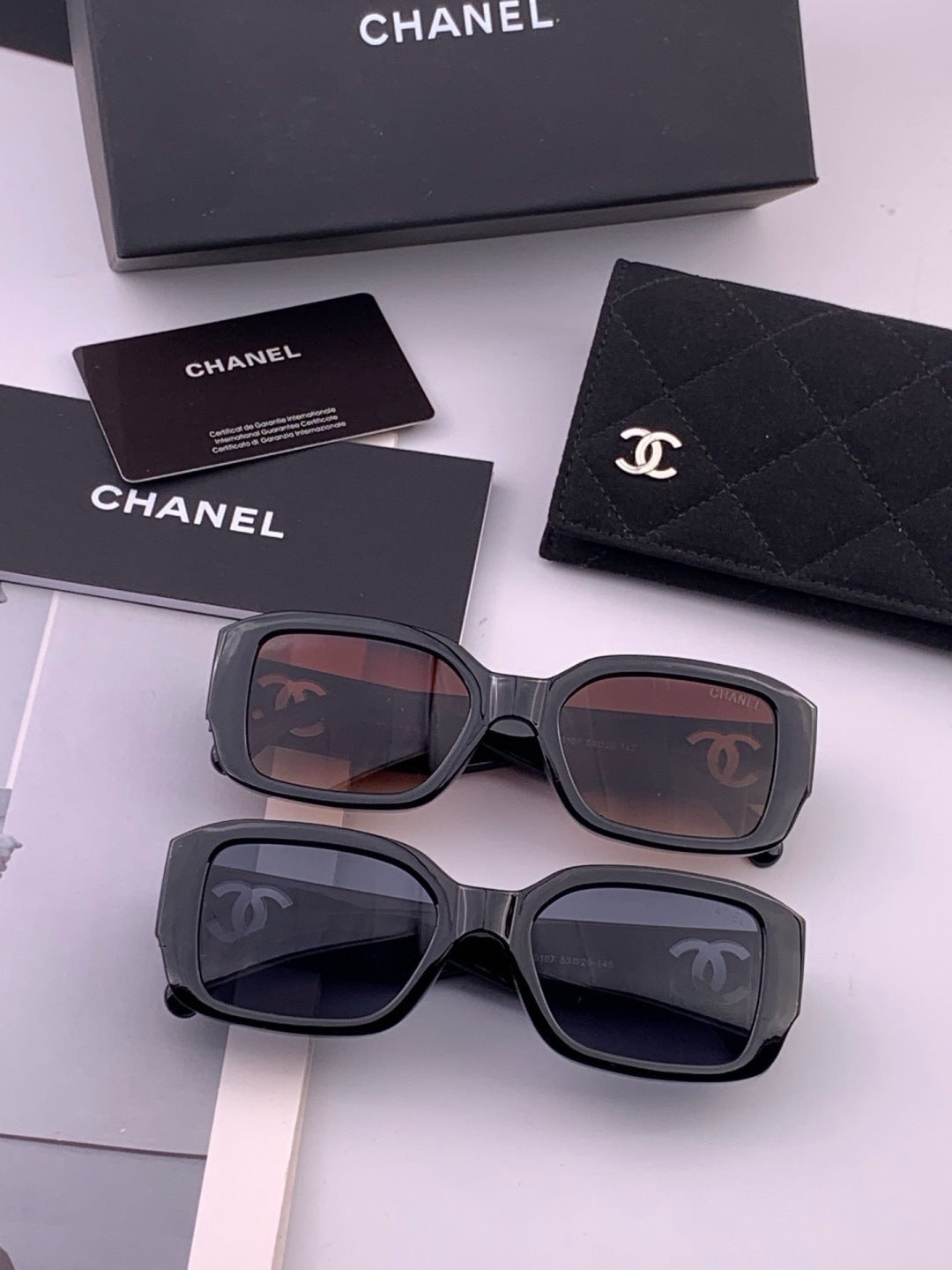 Chanel CH76910 Square Black Lens Sunglasses for Men & Women - detail image 8