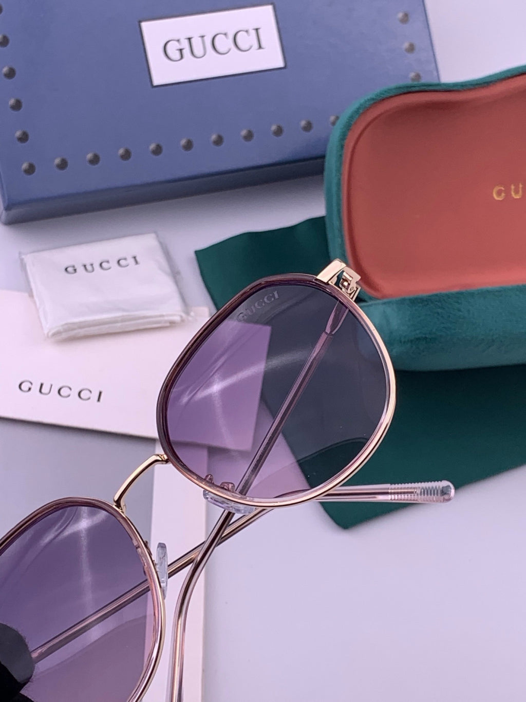 Gucci G3825 Polarized Square Red Lens Sunglasses for Women - detail image 3