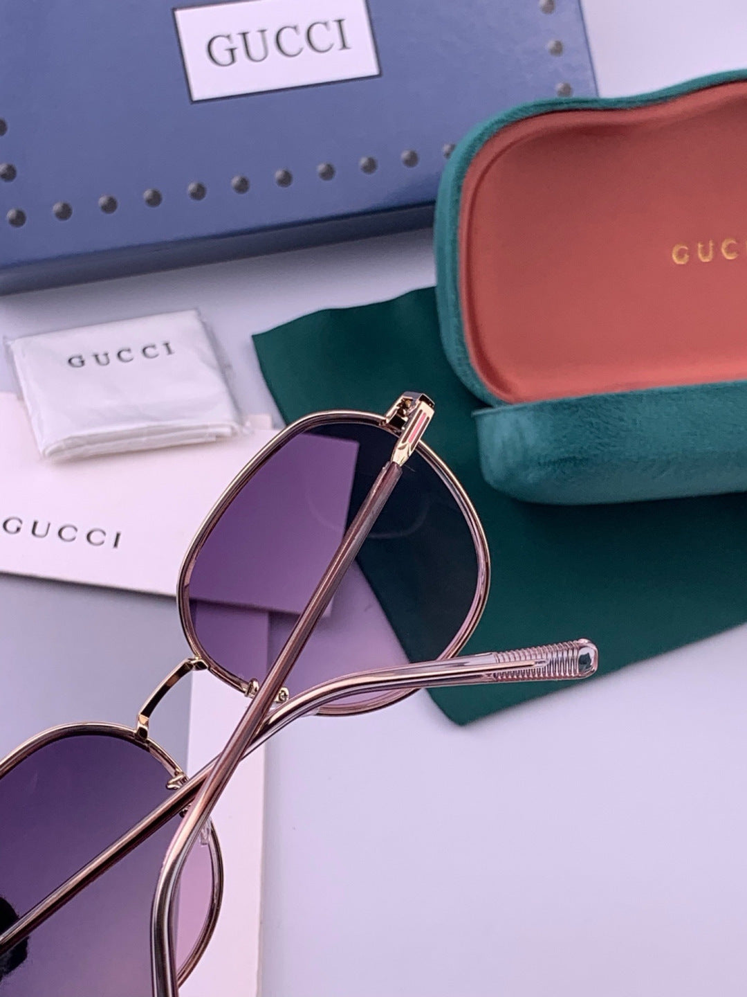 Gucci G3825 Polarized Square Red Lens Sunglasses for Women - detail image 6