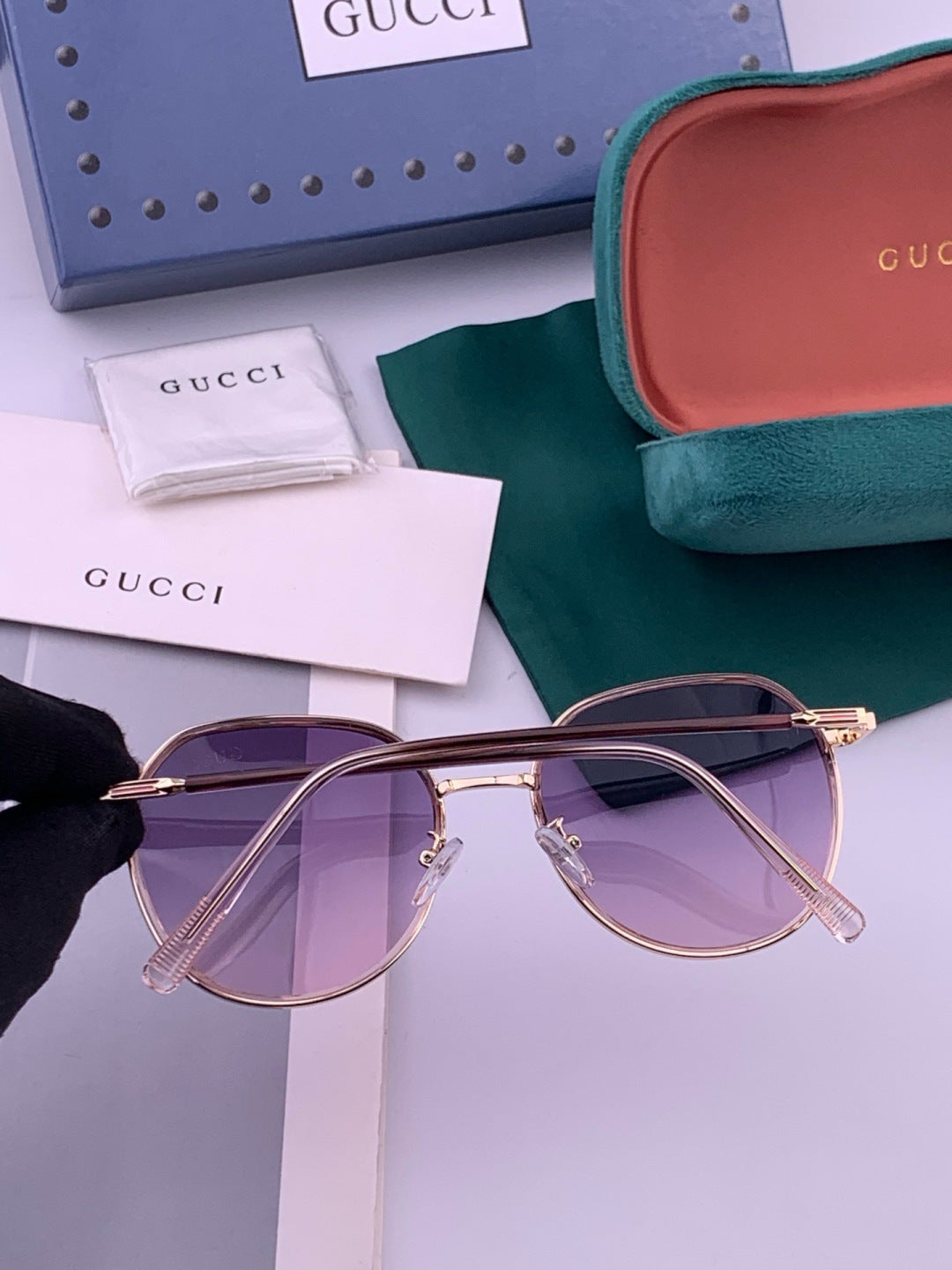 Gucci G3825 Polarized Square Red Lens Sunglasses for Women - detail image 5