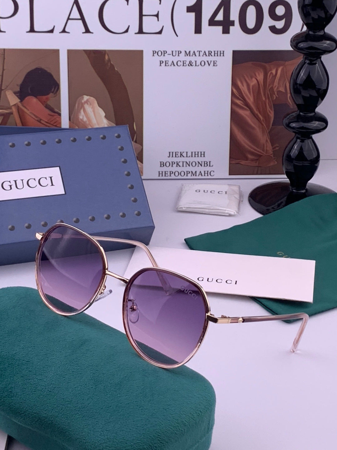 Gucci G3825 Polarized Square Red Lens Sunglasses for Women - detail image 2