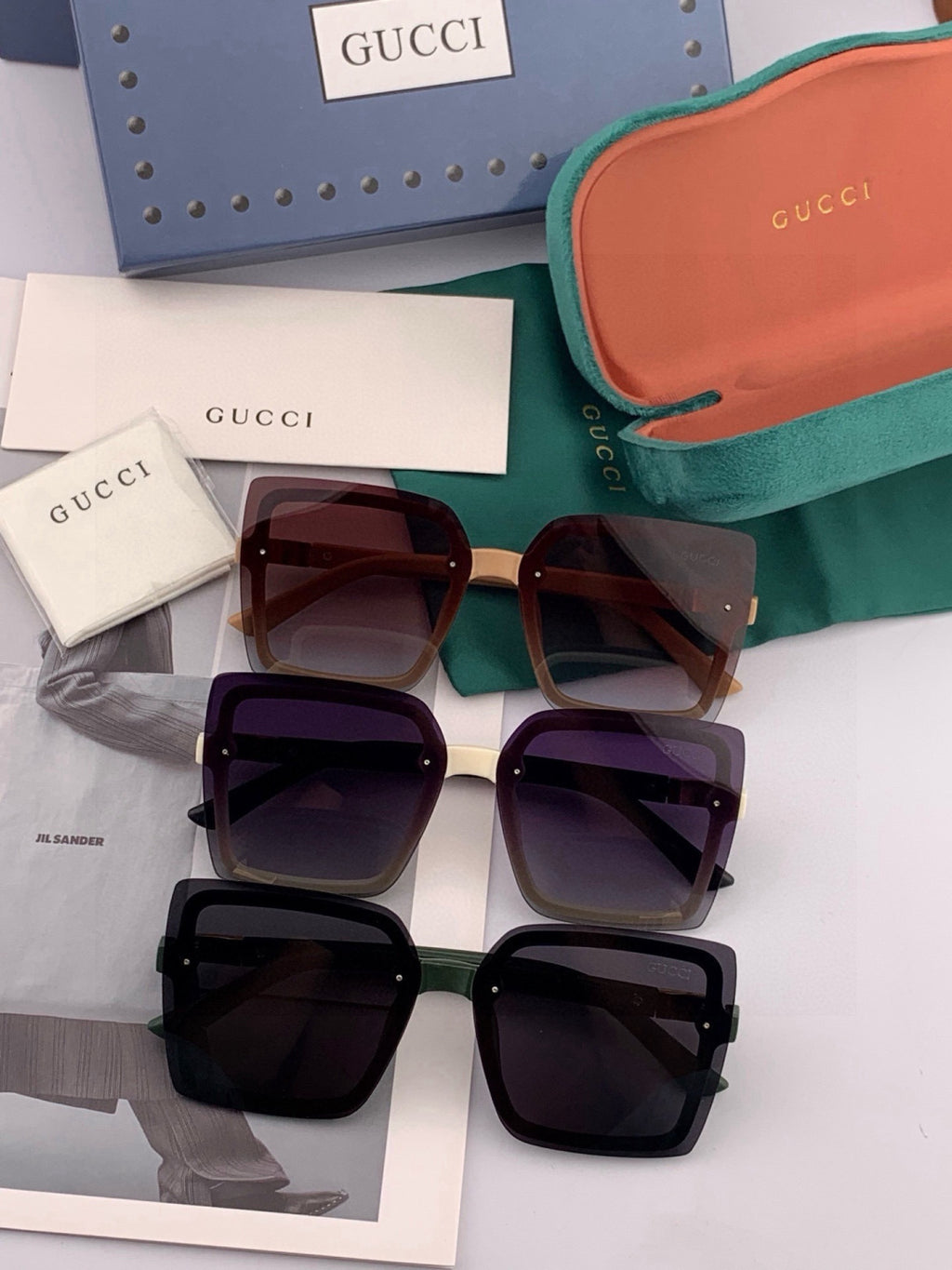 Gucci G9222 Polarized Square Gold Lens Sunglasses for Men & Women - detail image 7