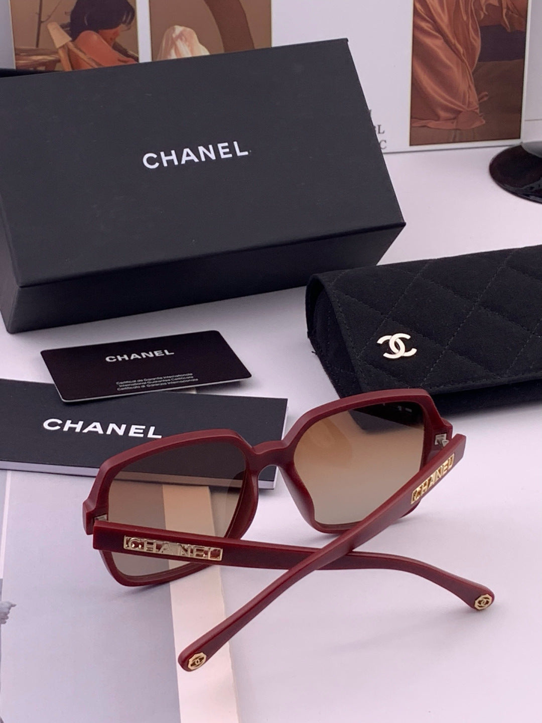 Chanel CH27002 Fashion Red Lens Sunglasses for Men & Women - detail image 7