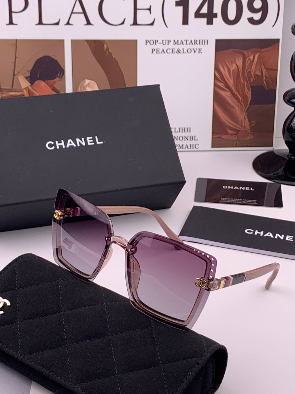 Chanel CH026 Square Brown Lens Sunglasses for Men & Women - detail image 4