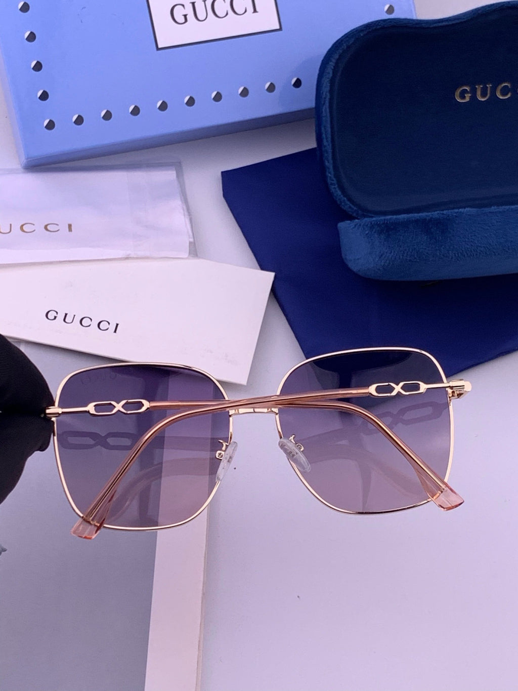 Gucci G3818 Metal Fashion Red Lens Sunglasses for Men & Women - detail image 4