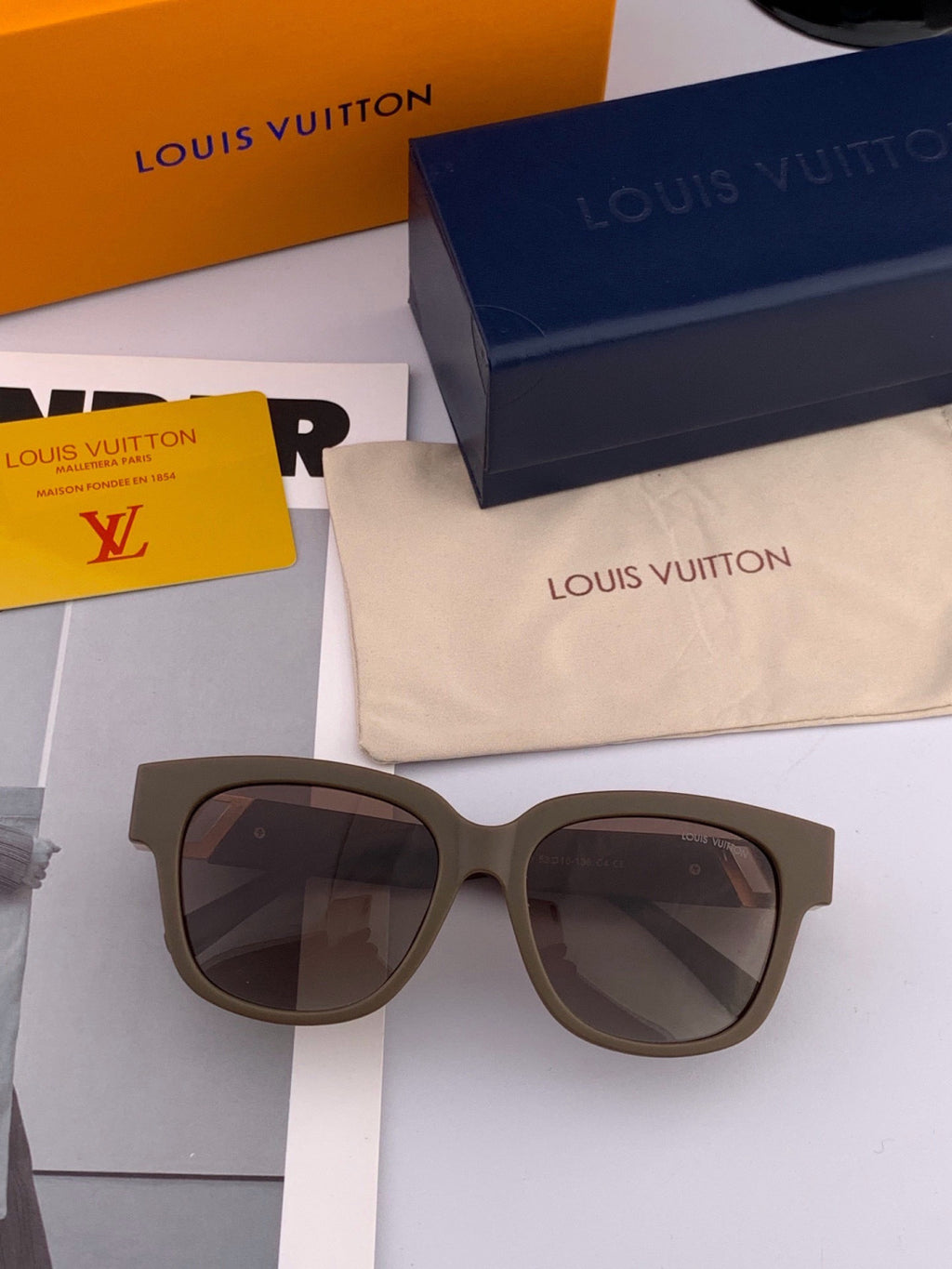Louis Vuitton L3992 Polarized Square Brown Lens Sunglasses for Men & Women