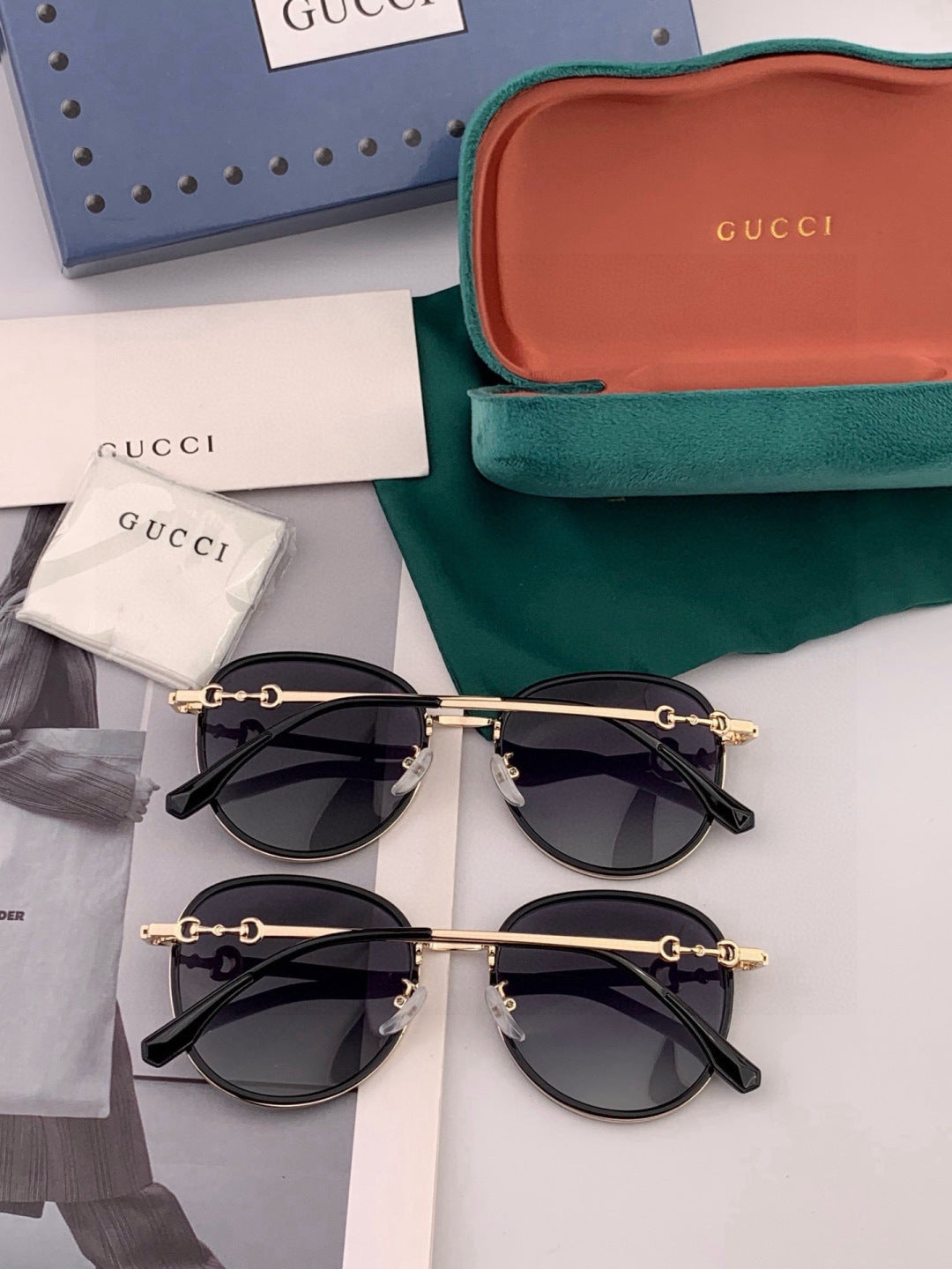 Gucci G2211 Round Red Lens Sunglasses for Men & Women - detail image 5
