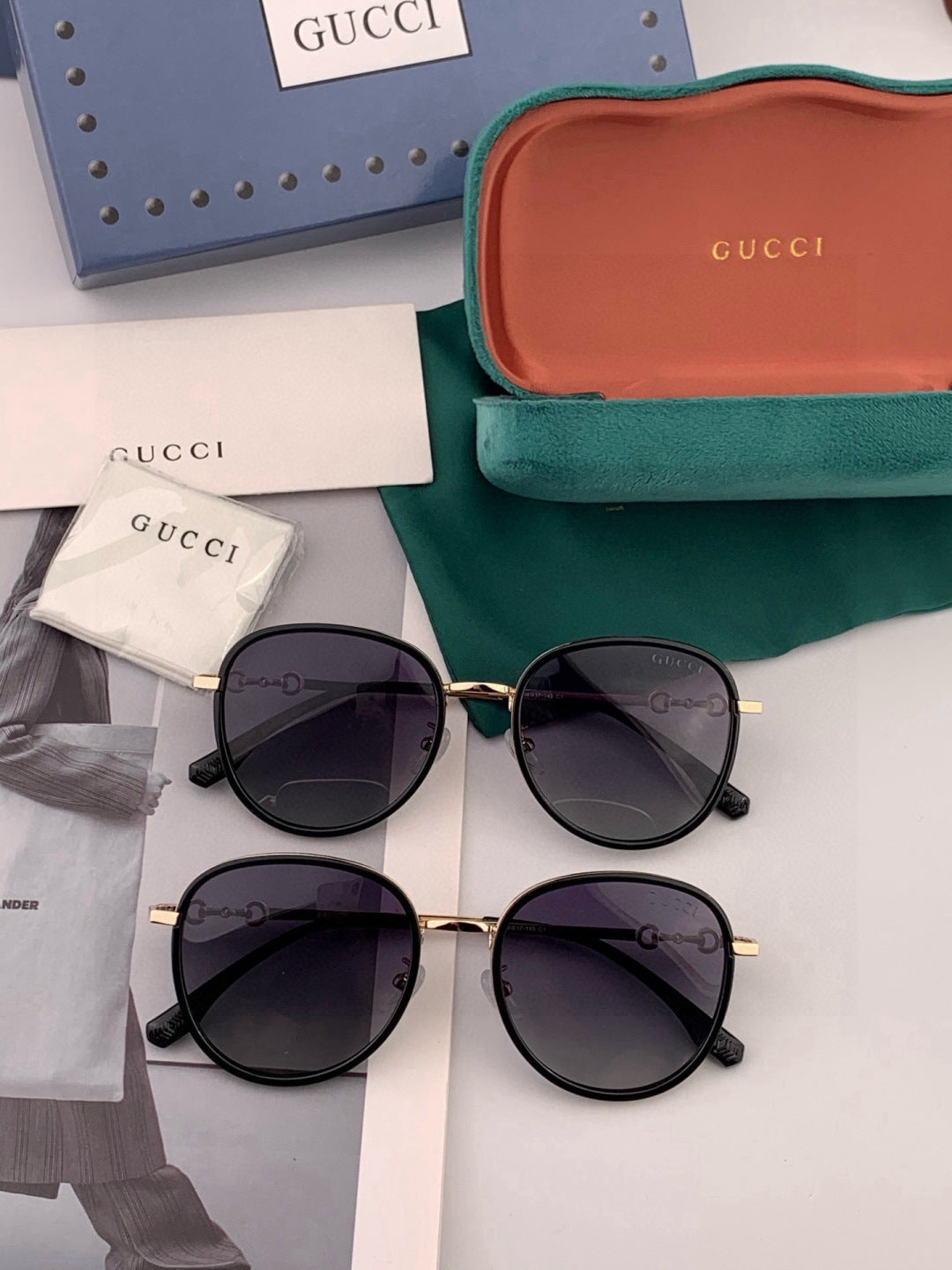 Gucci G2211 Round Red Lens Sunglasses for Men & Women - detail image 6
