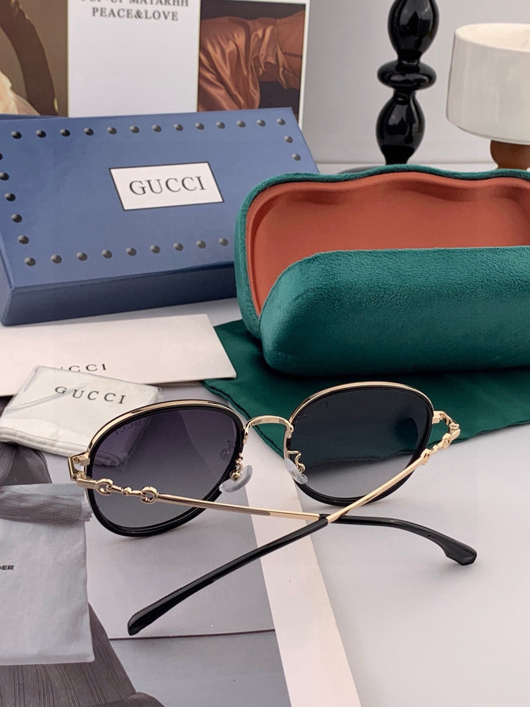 Gucci G2211 Round Red Lens Sunglasses for Men & Women - detail image 3