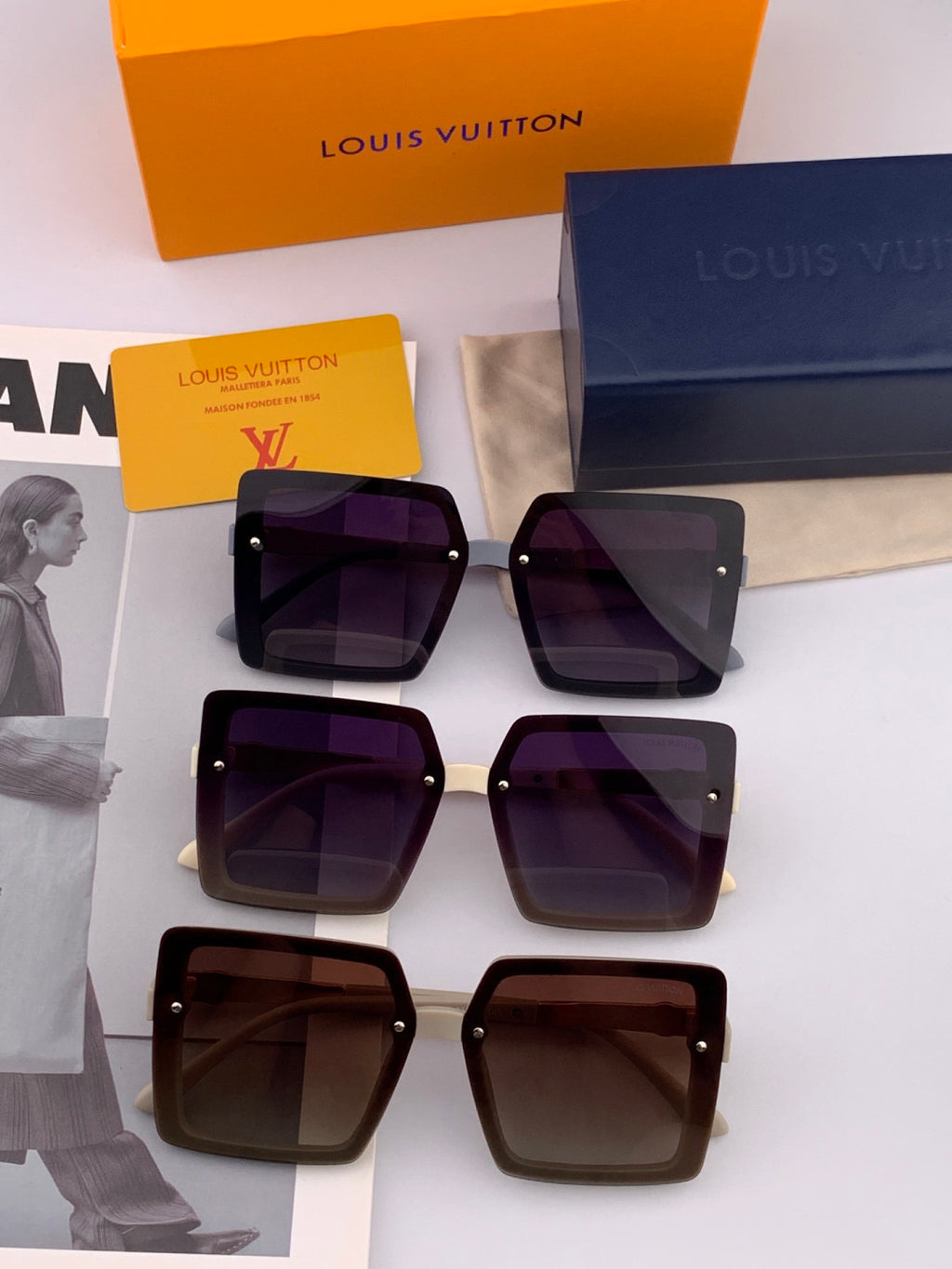 Louis Vuitton L2711 Polarized Square Red Lens Sunglasses for Men & Women - detail image 7
