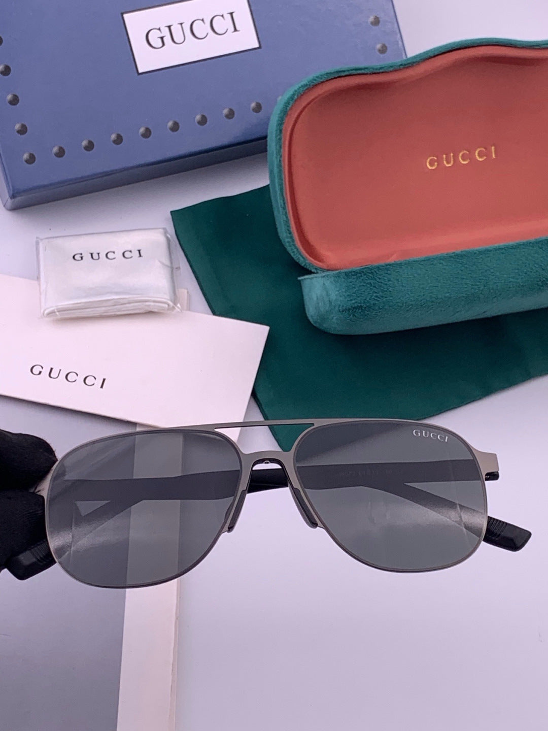 Gucci G2807 Polarized Aviator Black Lens Sunglasses for Men - 486369