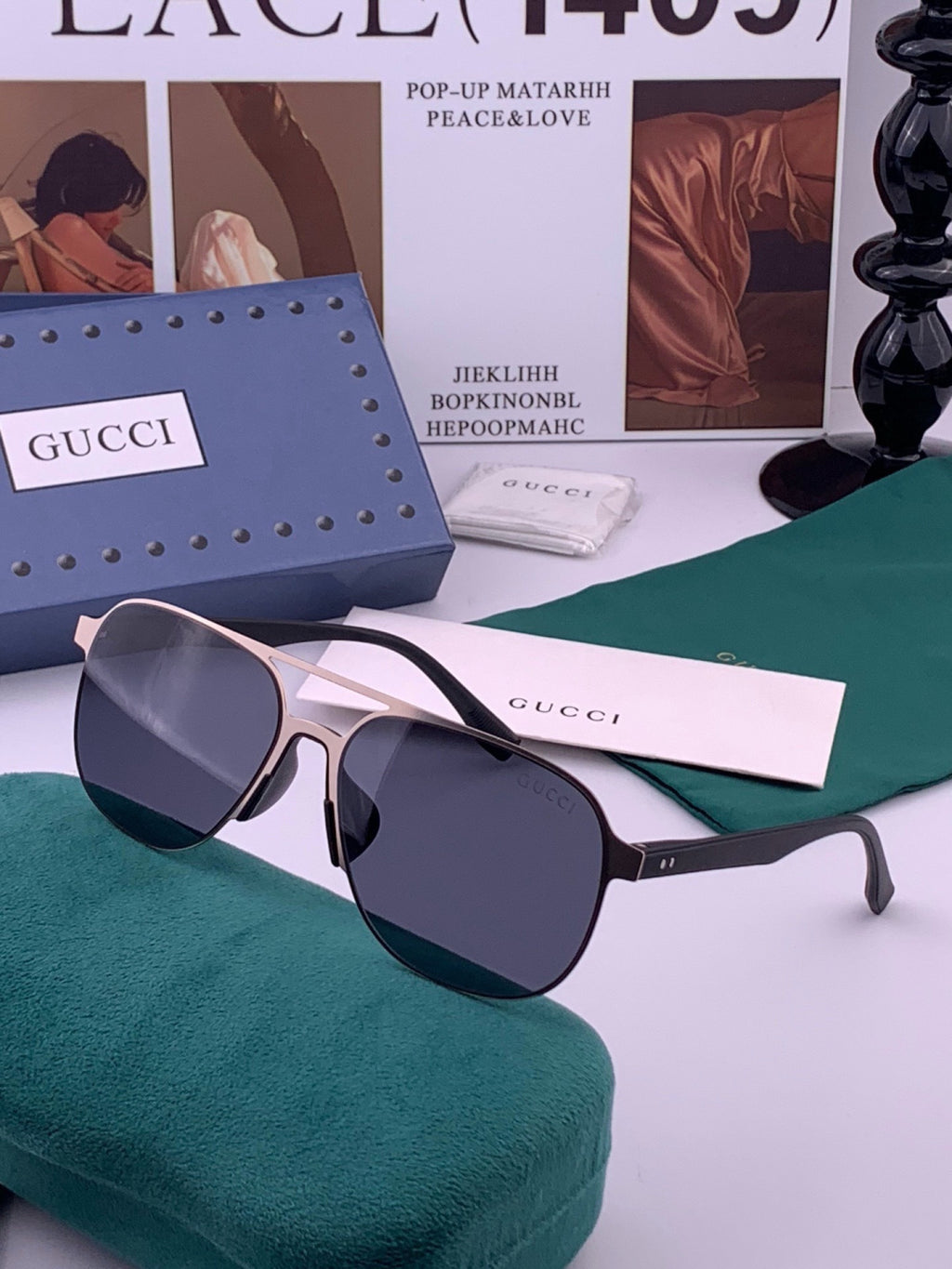 Gucci G2807 Polarized Aviator Black Lens Sunglasses for Men - 486370 - detail image 2