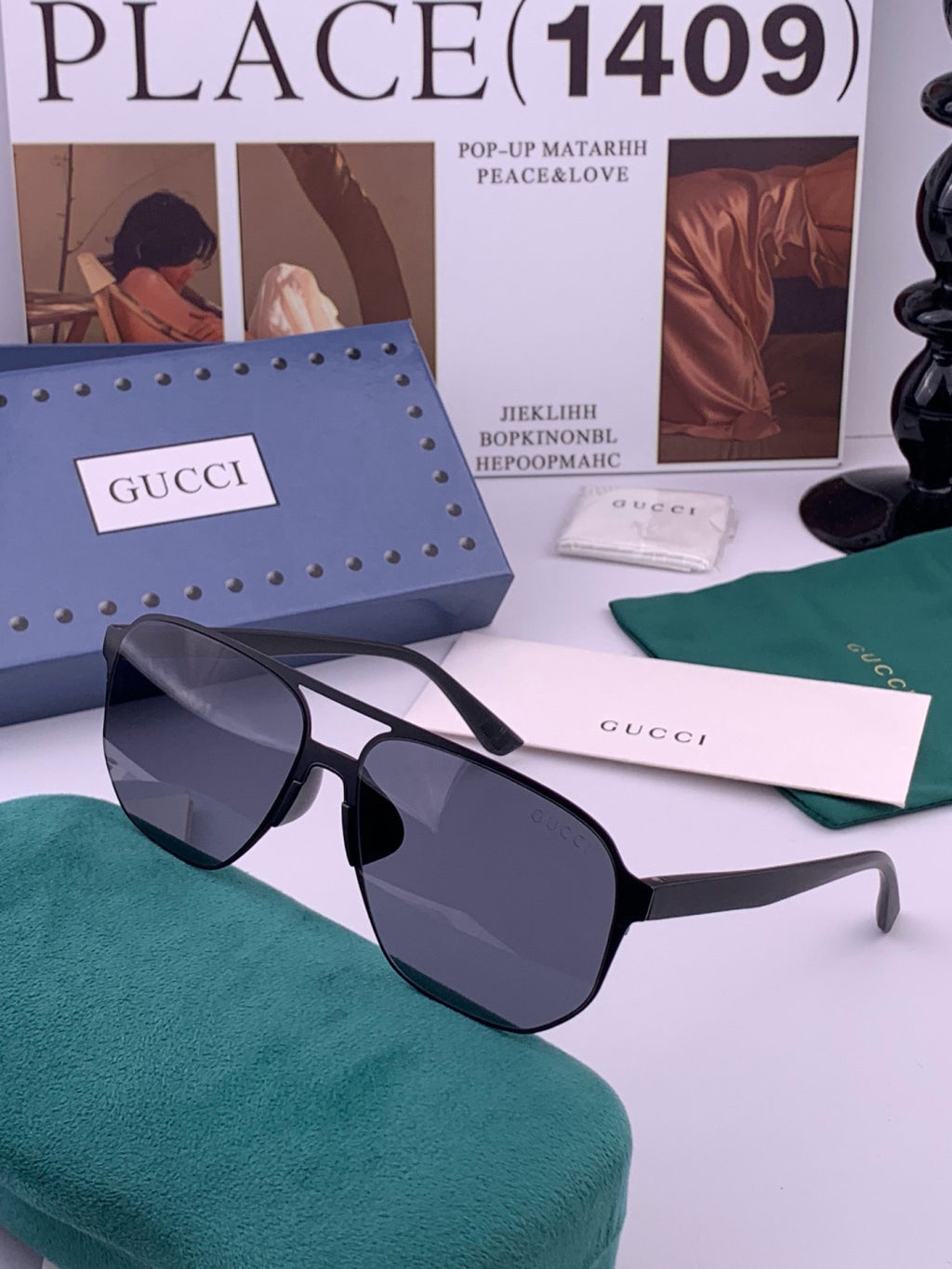 Gucci G2807 Polarized Aviator Gold Lens Sunglasses for Men - detail image 2