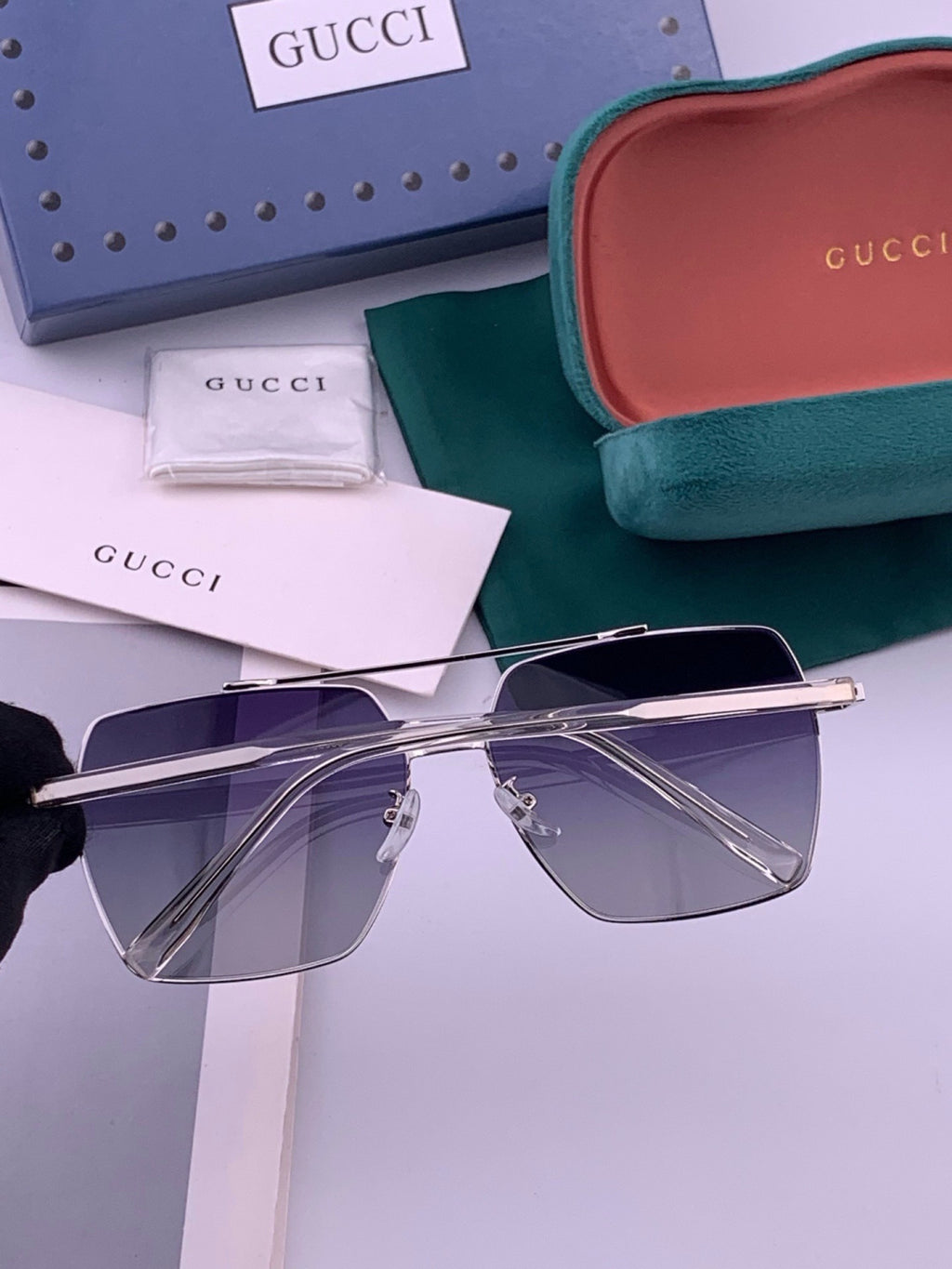 Gucci G5803 Polarized Aviator Black Lens Sunglasses for Men - detail image 7