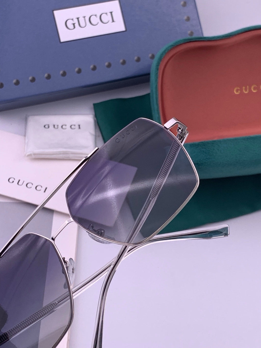 Gucci G5803 Polarized Aviator Black Lens Sunglasses for Men - detail image 4