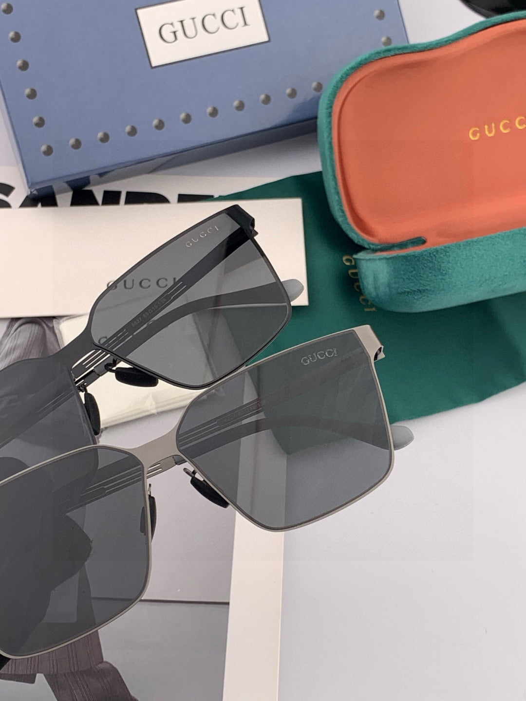 Gucci G9225 Polarized Aviator Gold Lens Sunglasses for Men - detail image 5