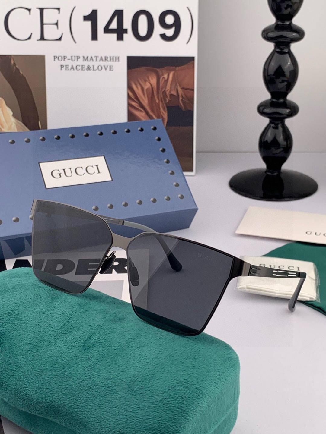 Gucci G9225 Polarized Aviator Gold Lens Sunglasses for Men - detail image 3