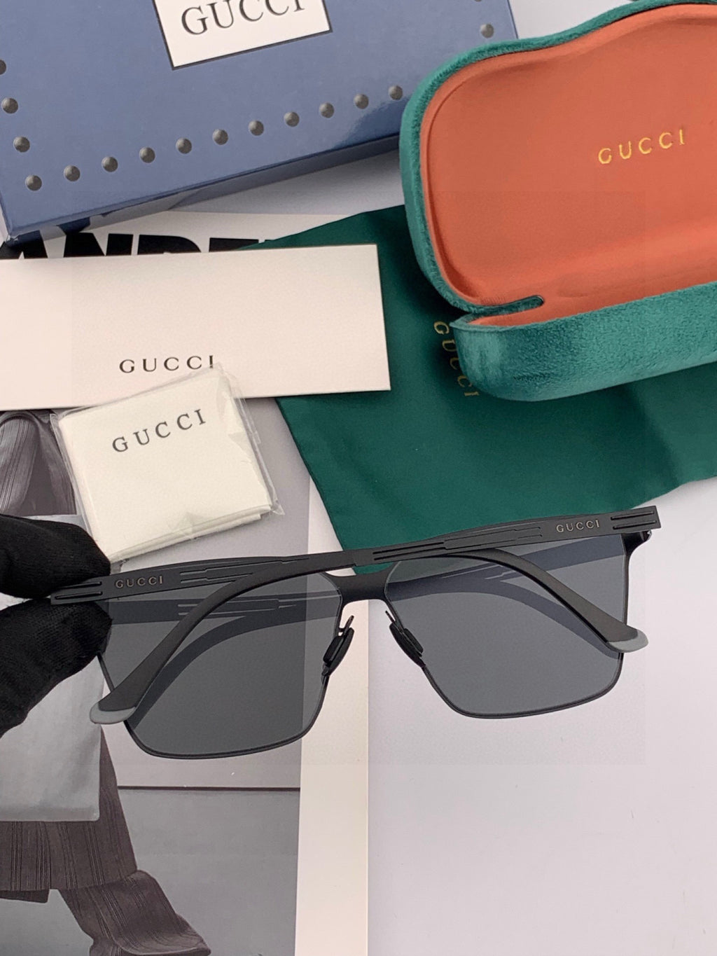 Gucci G9225 Polarized Aviator Gold Lens Sunglasses for Men - detail image 6