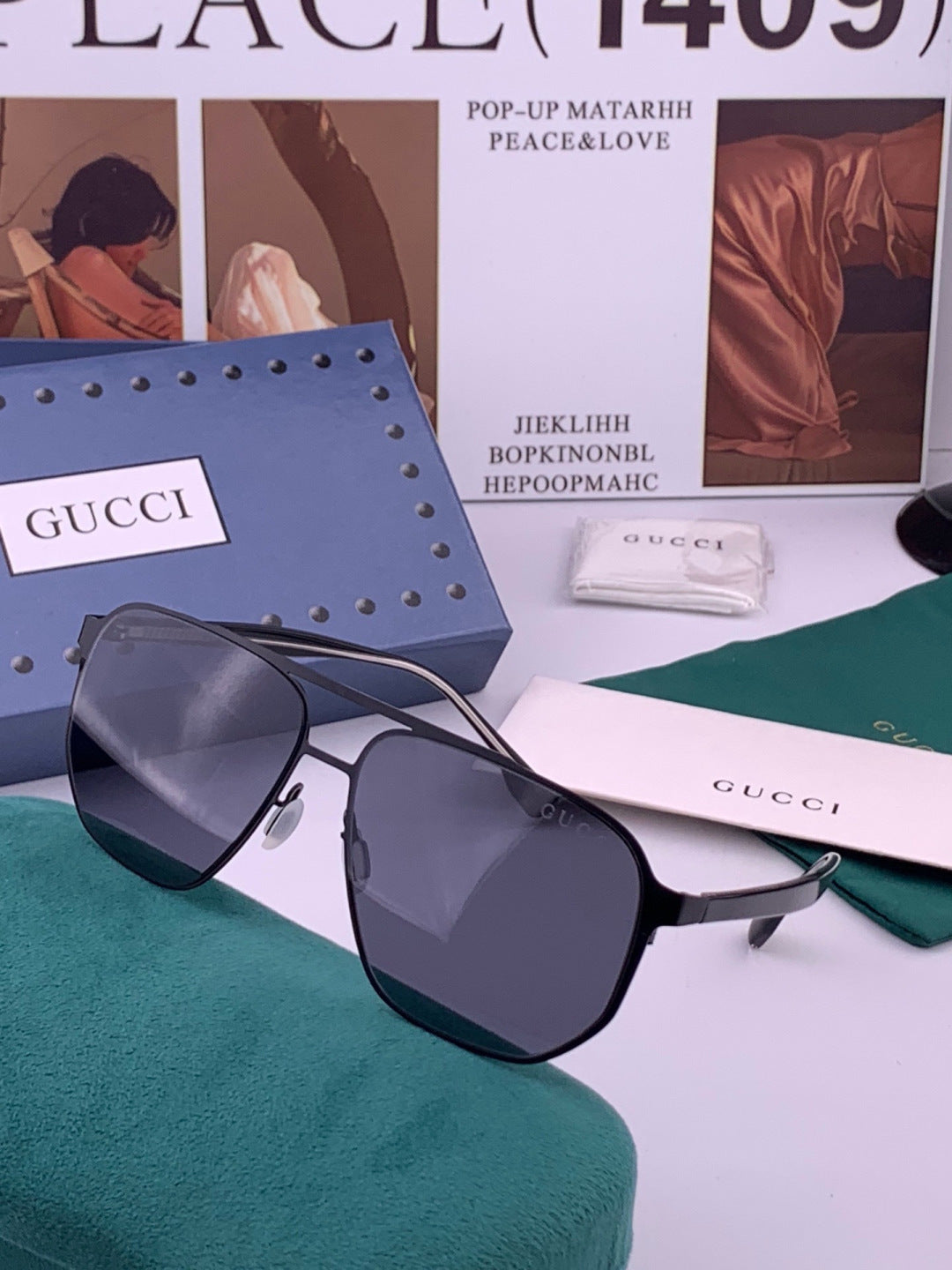 Gucci G3380 Polarized Aviator Gold Lens Sunglasses for Men - detail image 2
