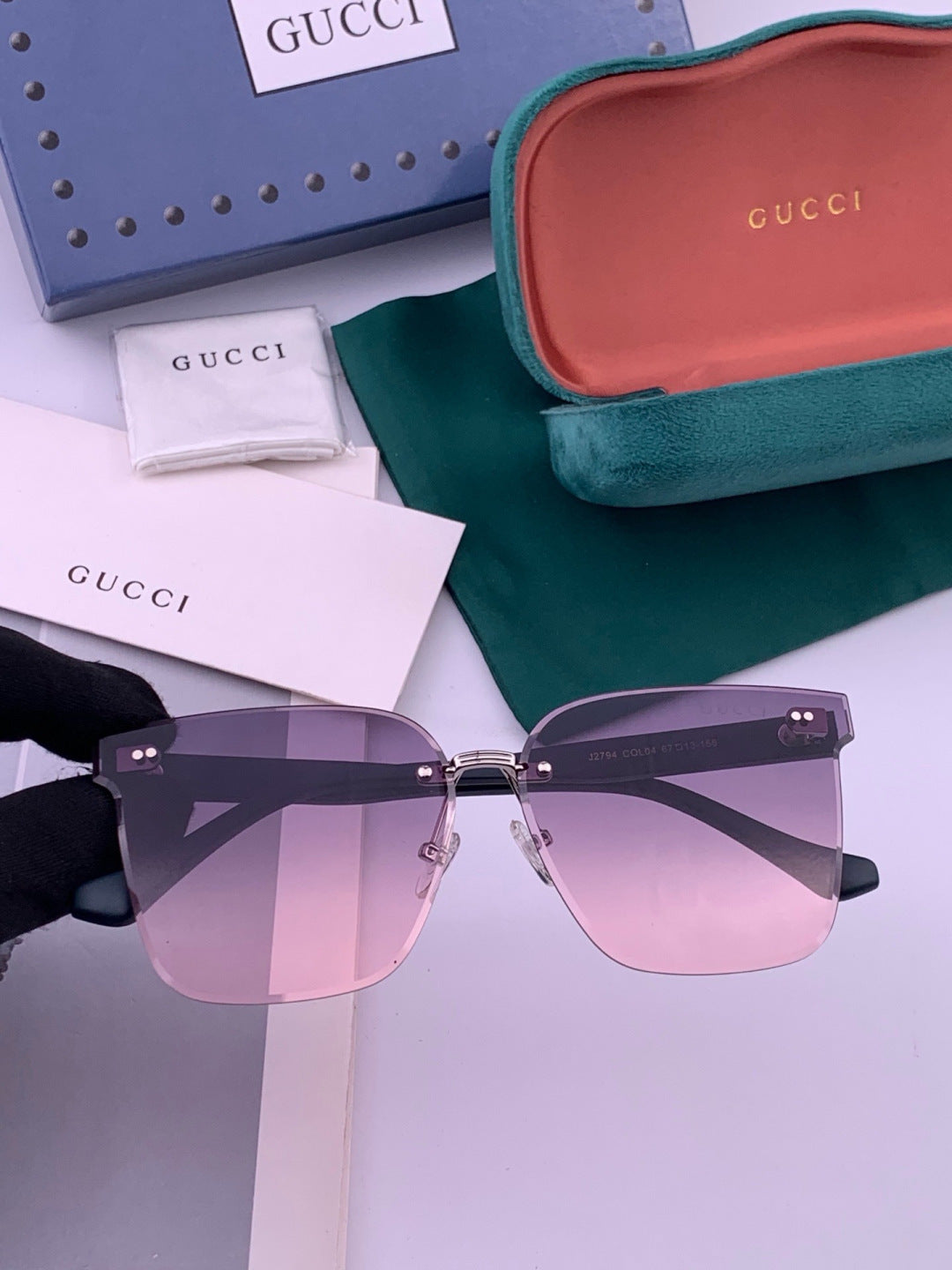 Gucci G4279 Square Brown Lens Sunglasses for Men & Women