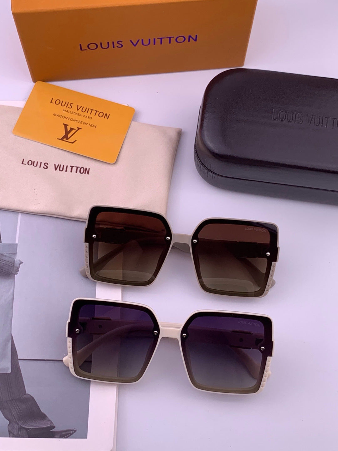 Louis Vuitton L1845 Polarized Square Black Lens Sunglasses for Men & Women - detail image 7