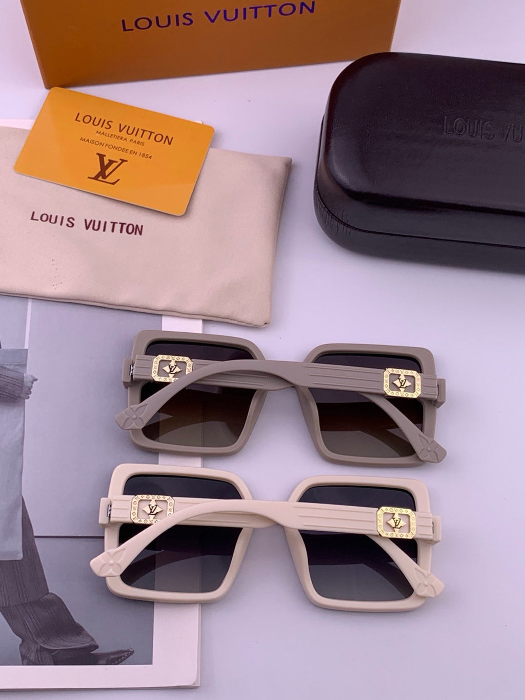 Louis Vuitton L1845 Polarized Square Black Lens Sunglasses for Men & Women - detail image 6