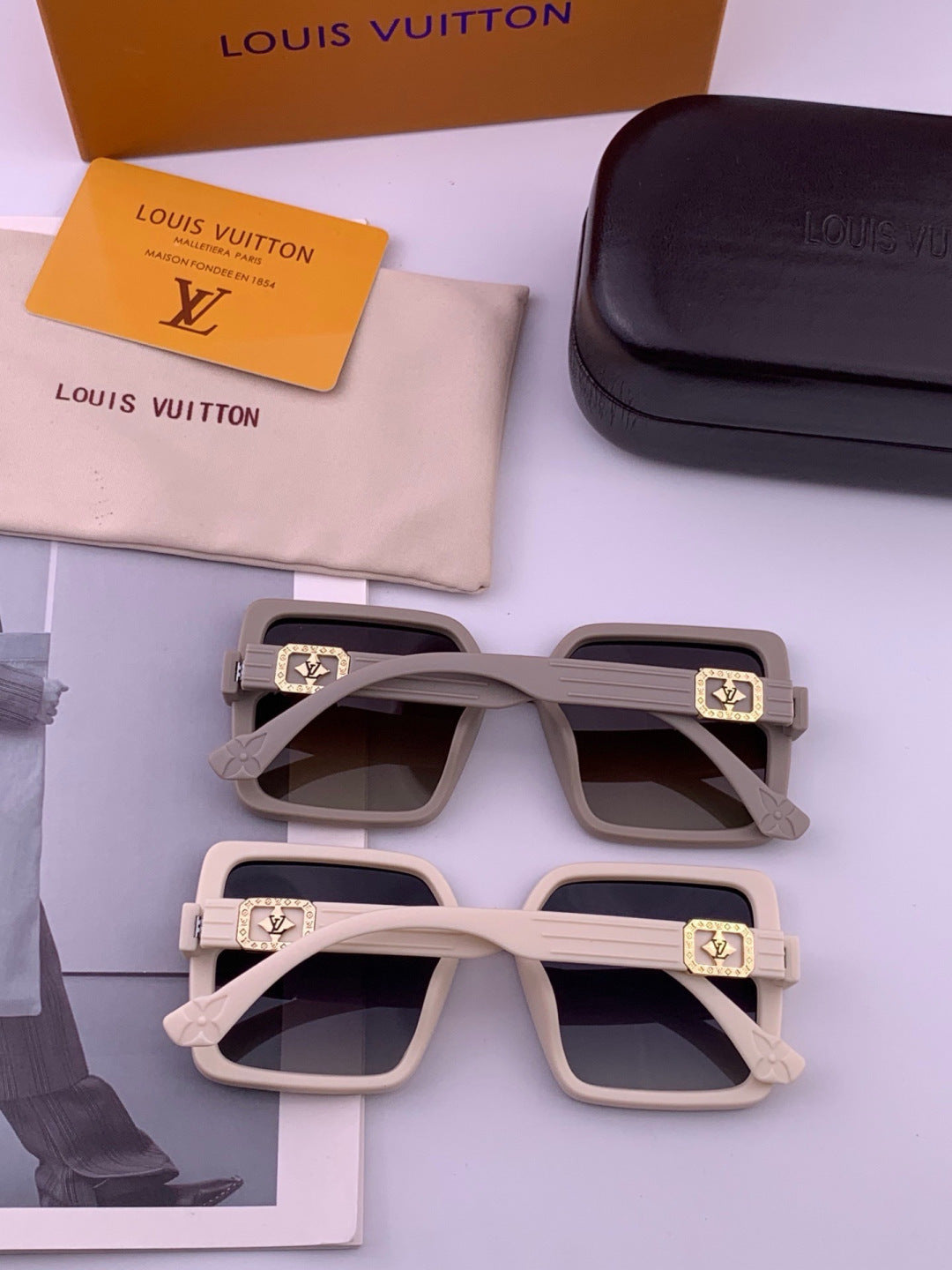 Louis Vuitton L1845 Polarized Square Black Lens Sunglasses for Men & Women - detail image 6