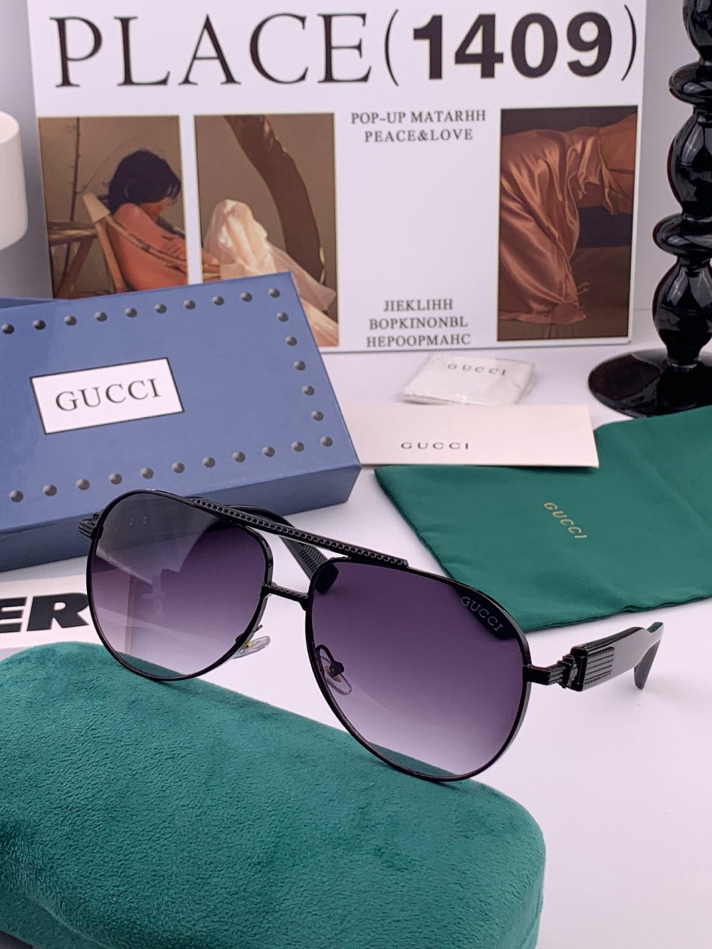 Gucci G08893 Aviator Black Lens Sunglasses for Men & Women - 486361 - detail image 2