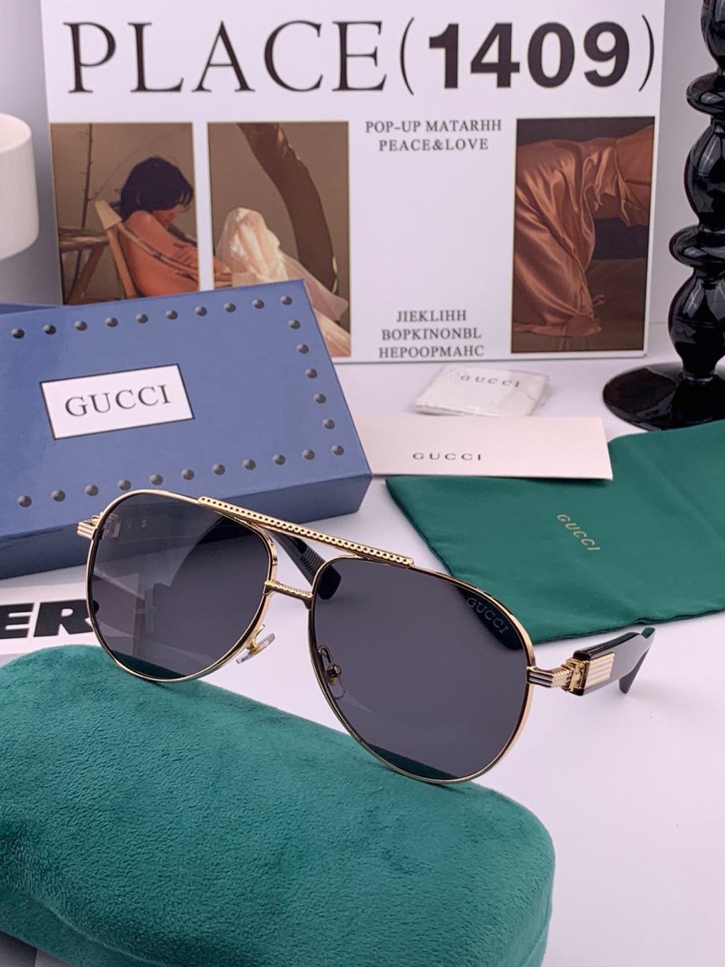 Gucci G08893 Aviator Black Lens Sunglasses for Men & Women - 486361 - detail image 4
