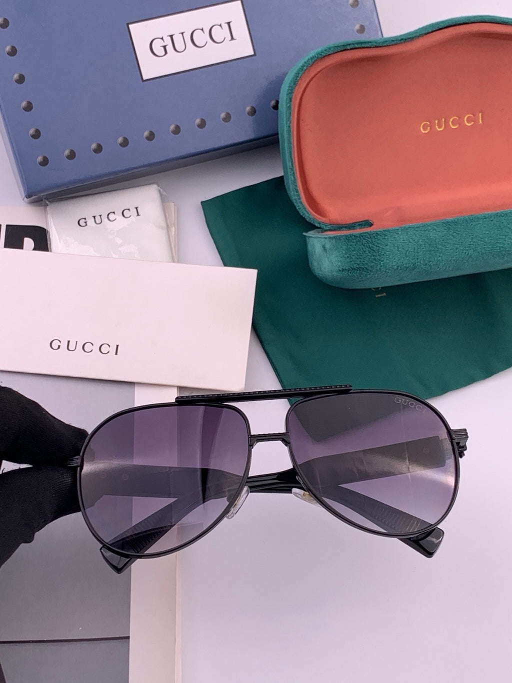 Gucci G08893 Aviator Black Lens Sunglasses for Men & Women - detail image 2