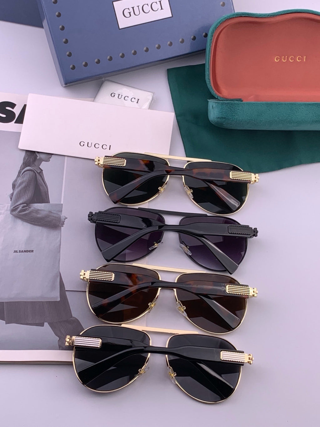 Gucci G08893 Aviator Black Lens Sunglasses for Men & Women - detail image 4