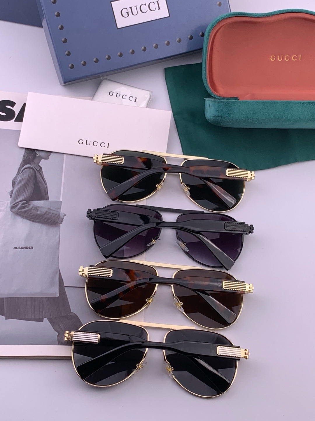Gucci G08893 Aviator Black Lens Sunglasses for Men & Women - detail image 4