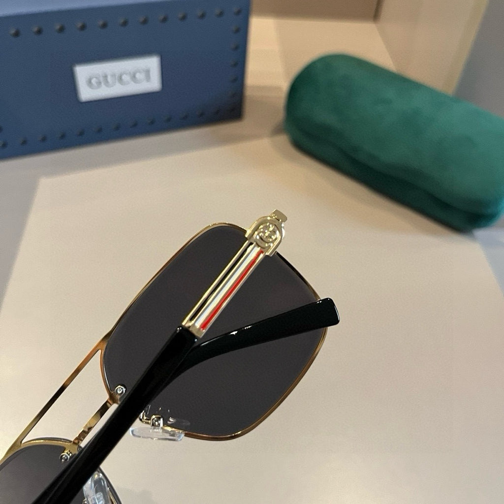 Gucci Metal Aviator Gold Lens Sunglasses for Men & Women - detail image 6