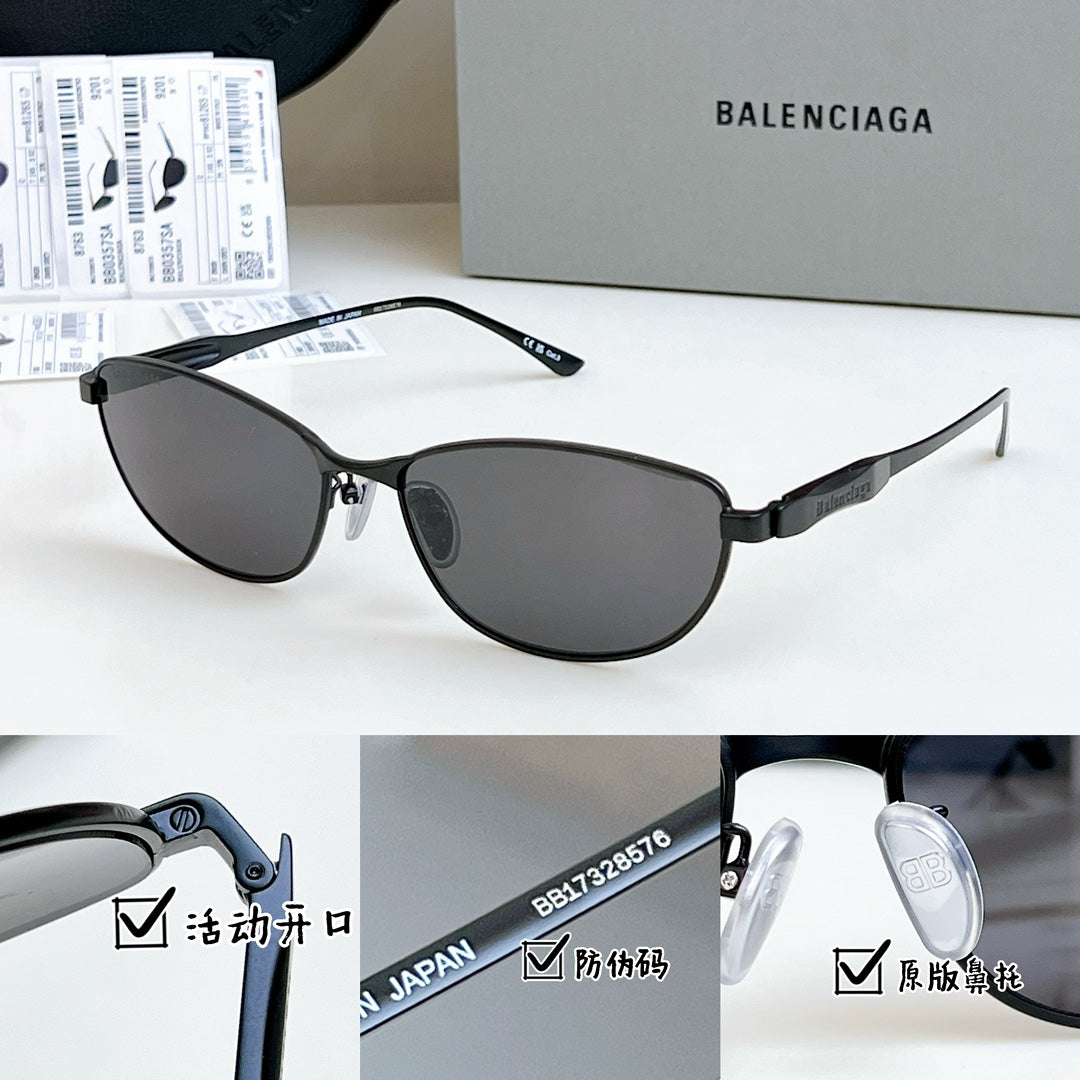 Balenciaga BB0357SA Metal Round Silver Lens Sunglasses for Men & Women - detail image 3