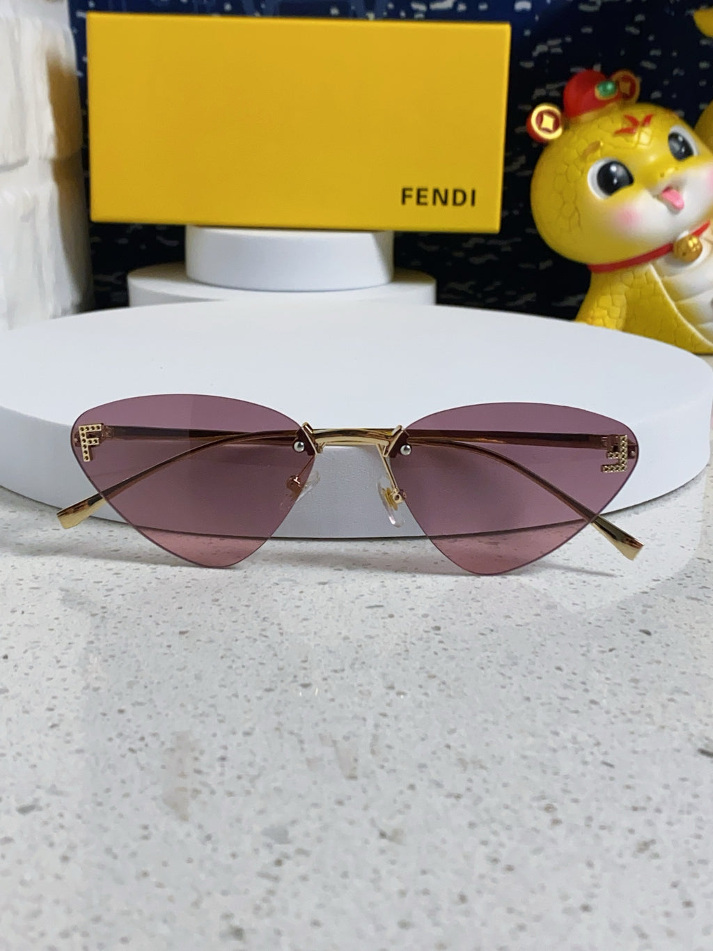 Fendi Lightweight Rimless Purple Lens Sunglasses for Women - detail image 7