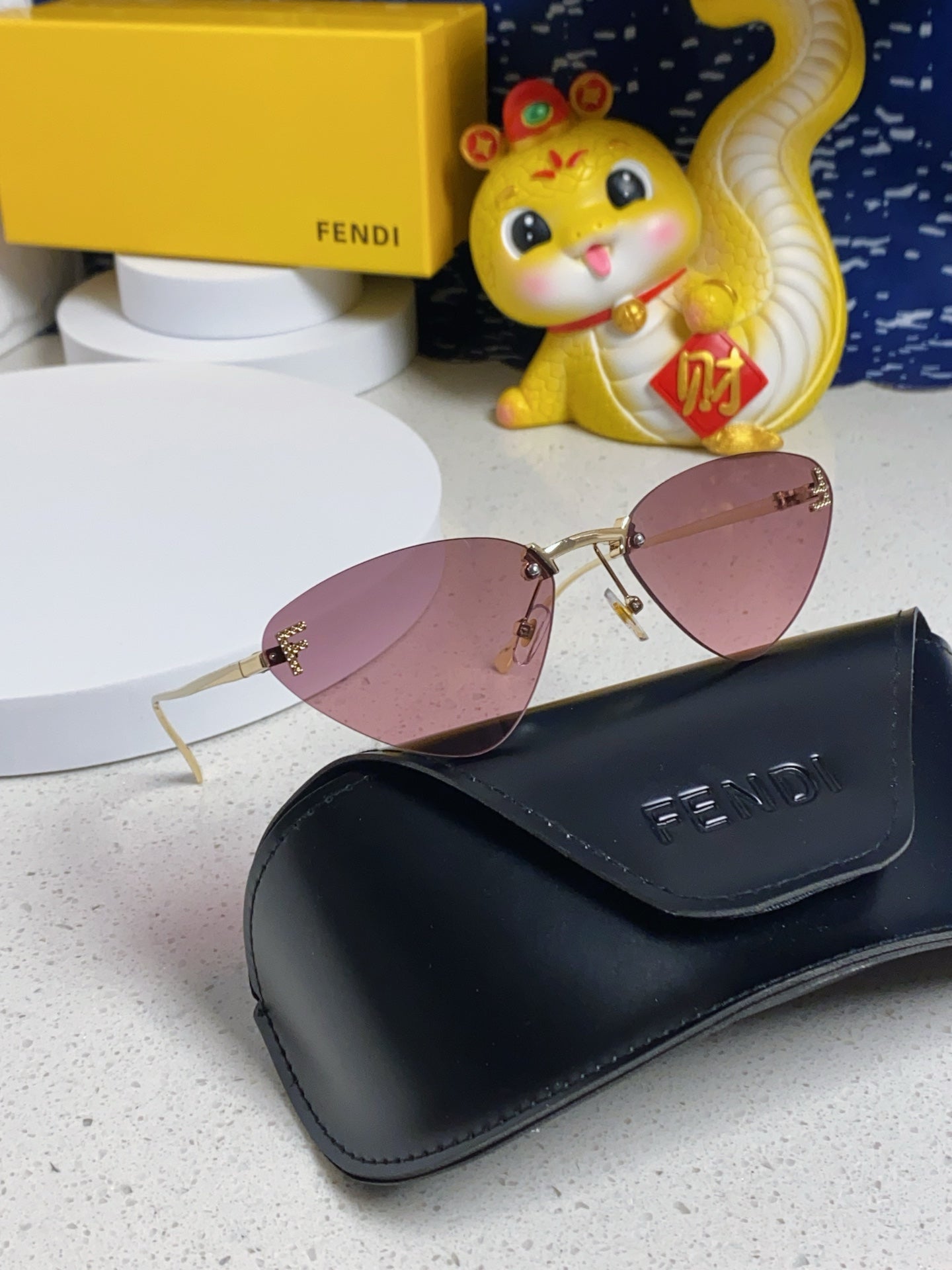 Fendi Lightweight Rimless Purple Lens Sunglasses for Women - detail image 8