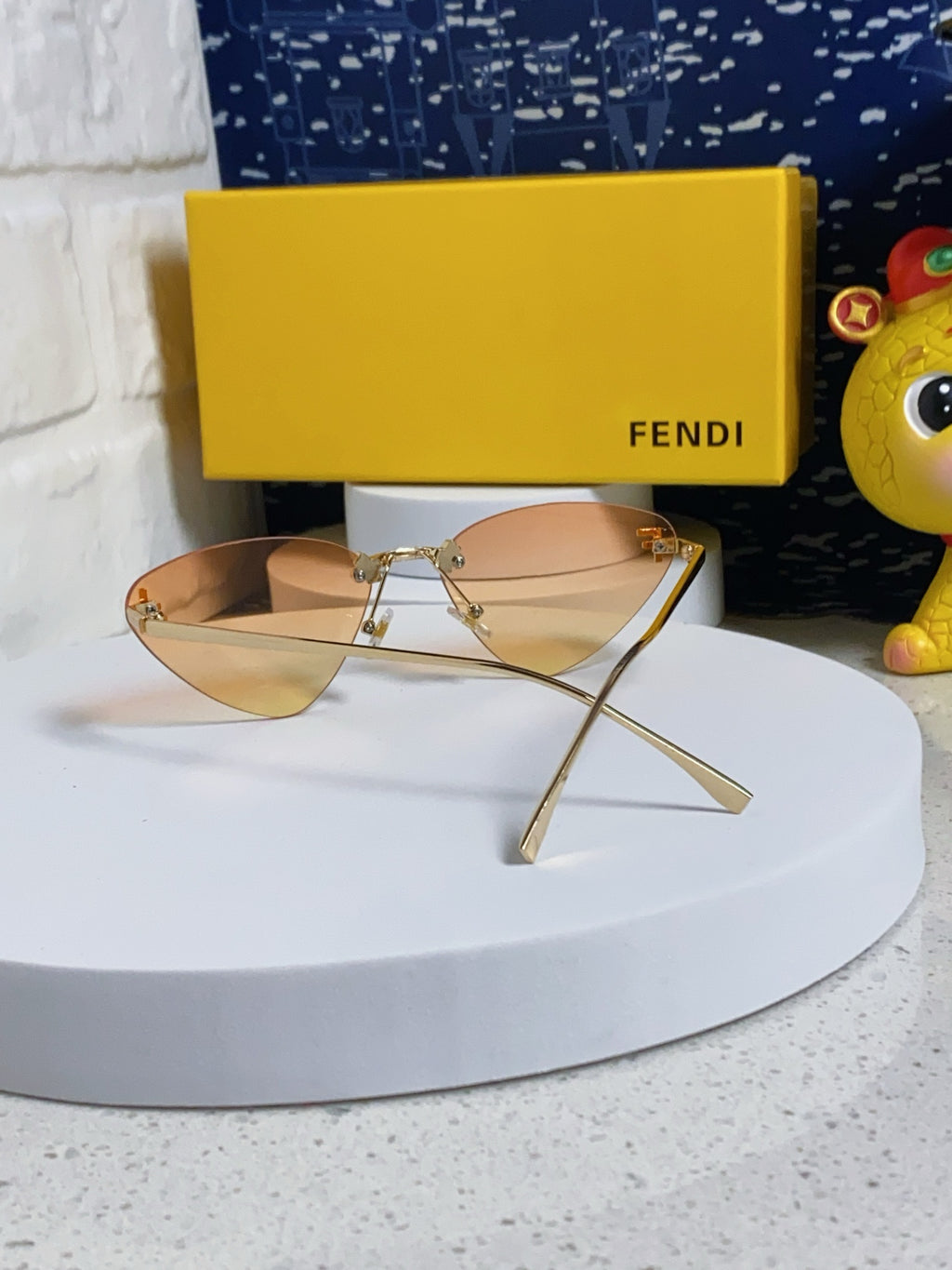 Fendi Lightweight Rimless Gold Lens Sunglasses for Women - detail image 3