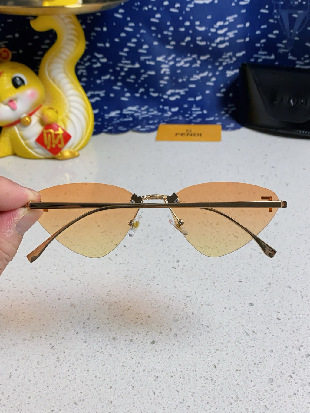 Fendi Lightweight Rimless Gold Lens Sunglasses for Women - detail image 5