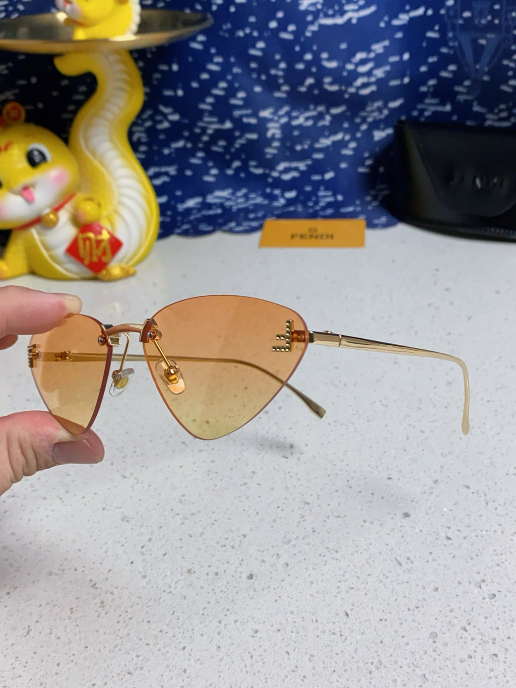 Fendi Lightweight Rimless Gold Lens Sunglasses for Women - detail image 6