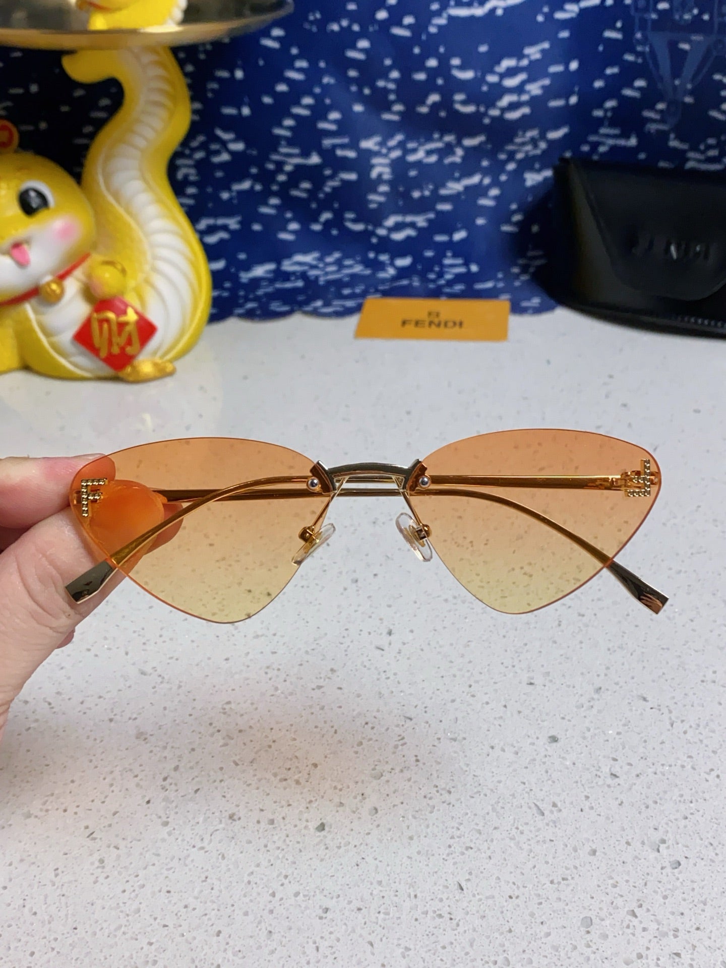 Fendi Lightweight Rimless Gold Lens Sunglasses for Women - detail image 4