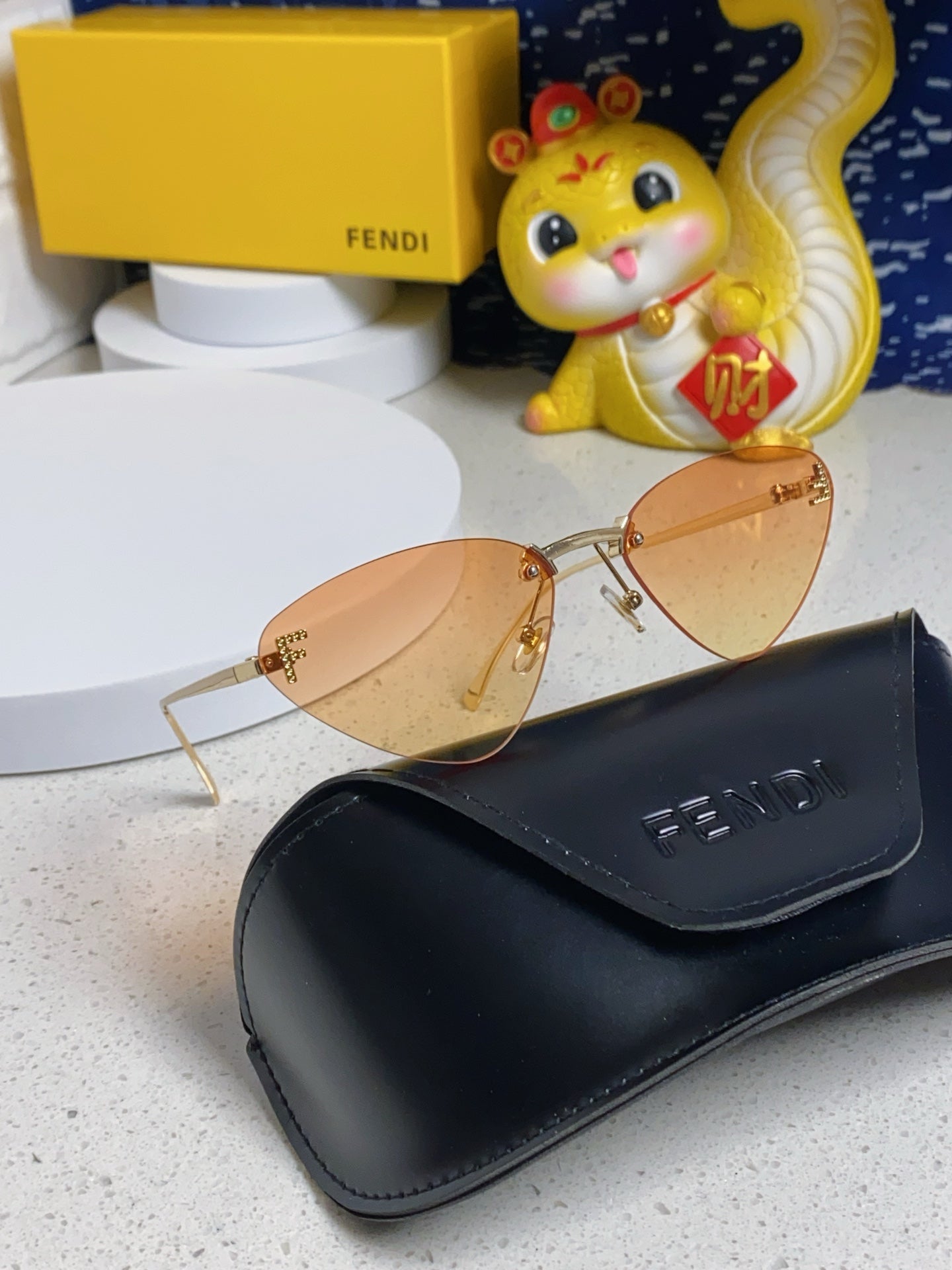 Fendi Lightweight Rimless Gold Lens Sunglasses for Women - detail image 8
