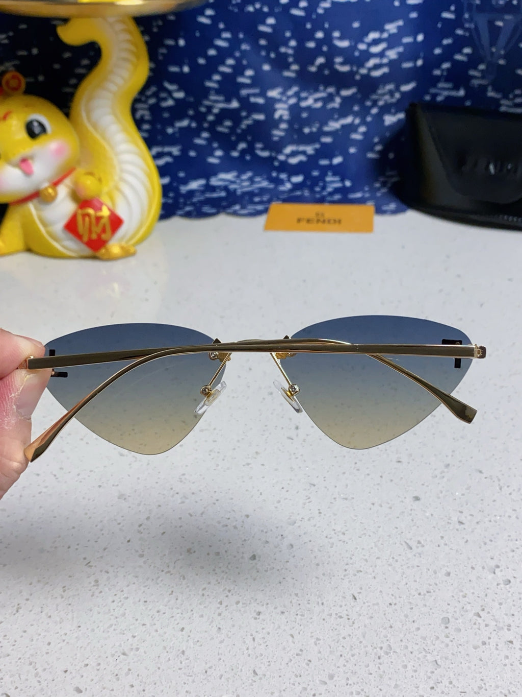 Fendi Lightweight Rimless Gray Lens Sunglasses for Women - 372476 - detail image 5