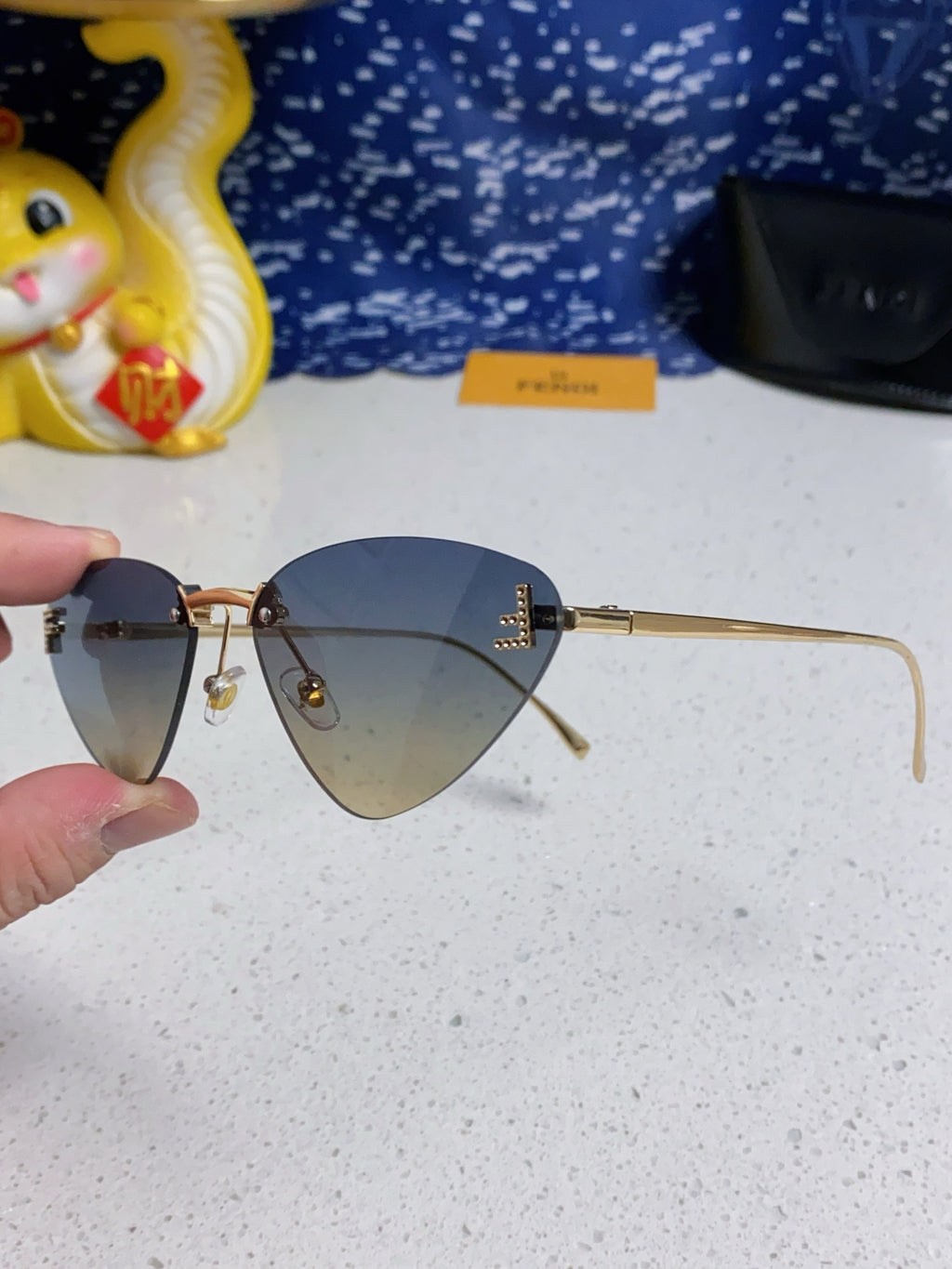 Fendi Lightweight Rimless Gray Lens Sunglasses for Women - 372476 - detail image 6