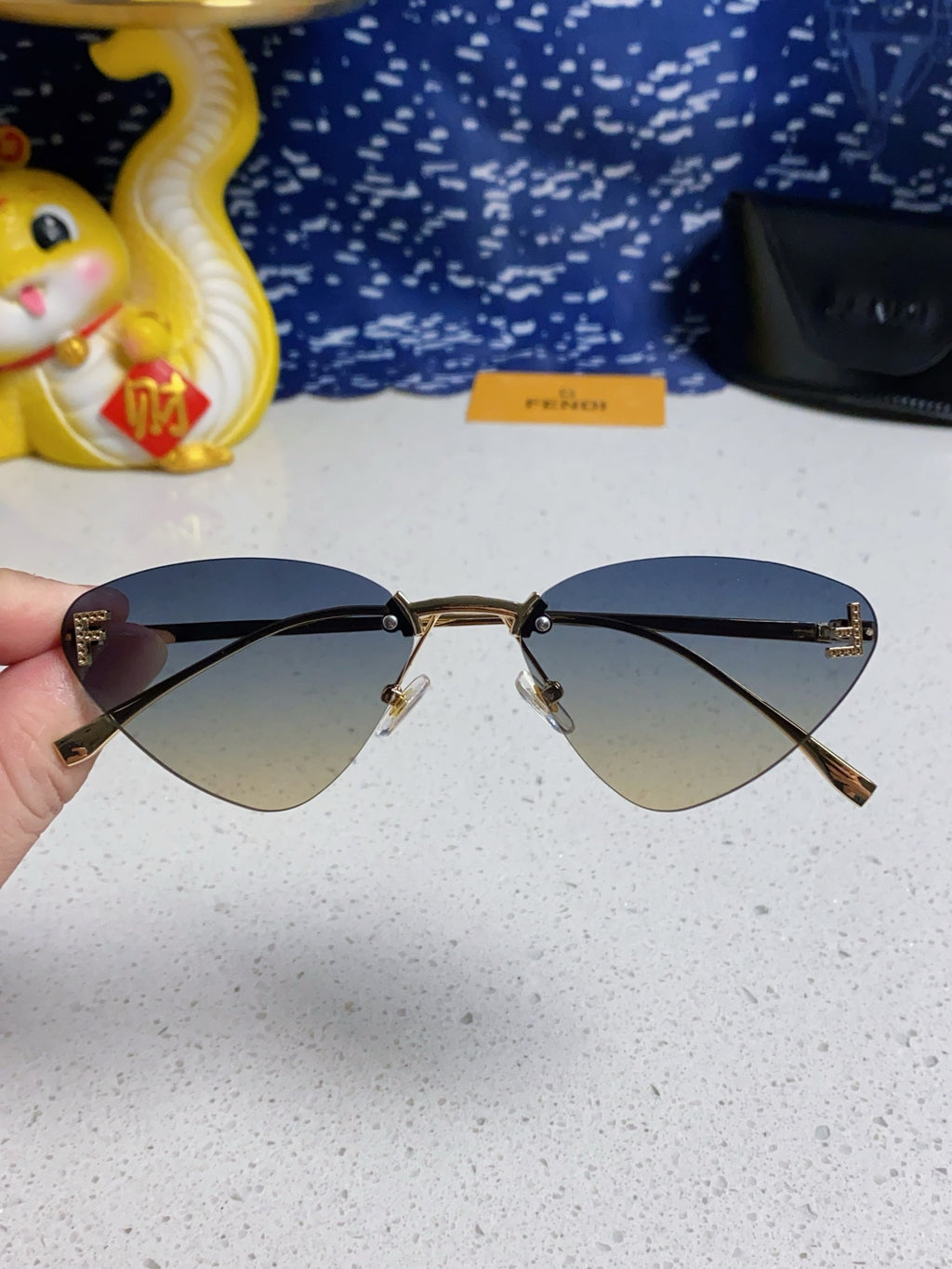 Fendi Lightweight Rimless Gray Lens Sunglasses for Women - 372476 - detail image 4