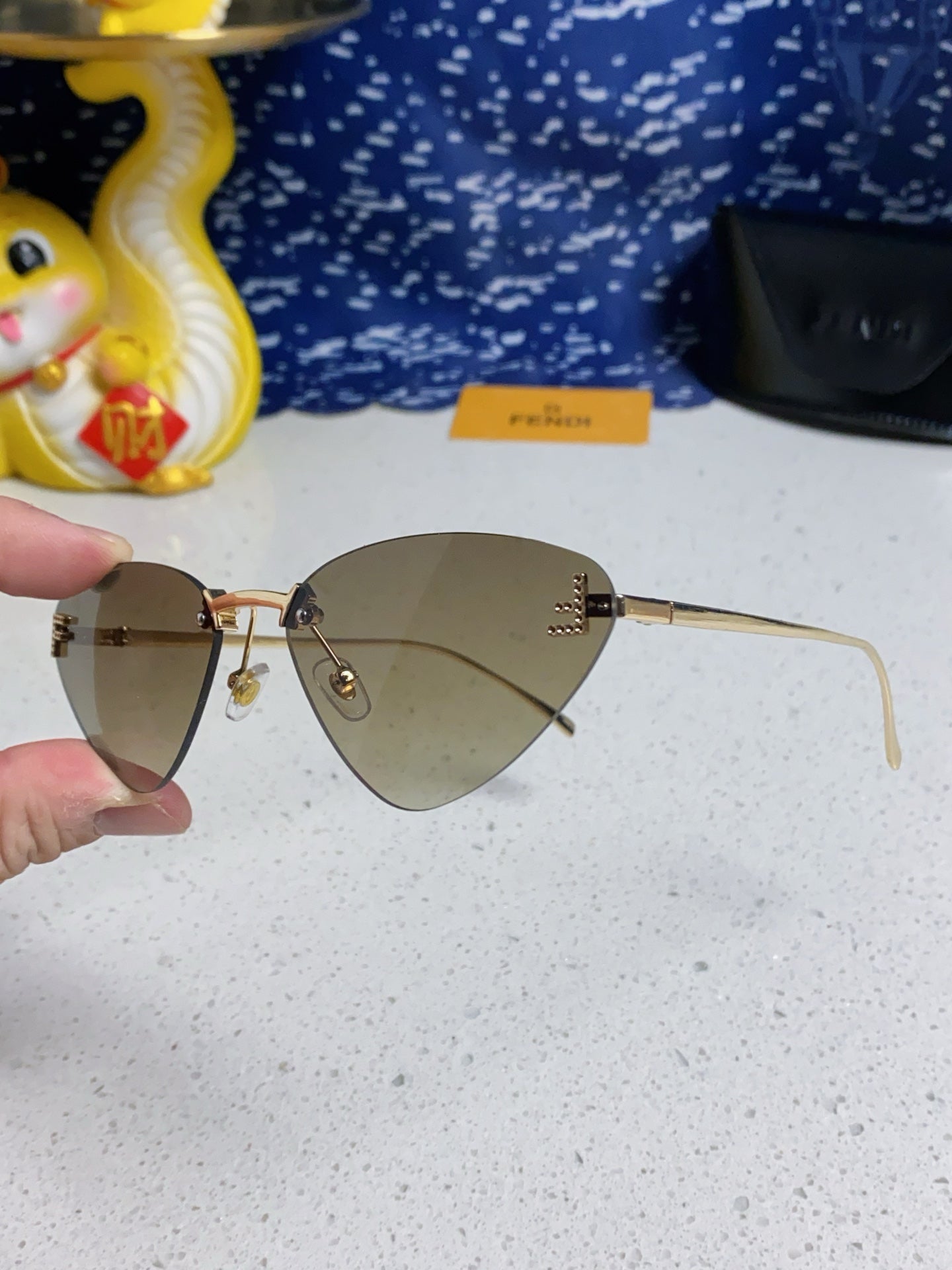 Fendi Lightweight Rimless Gray Lens Sunglasses for Women - detail image 6