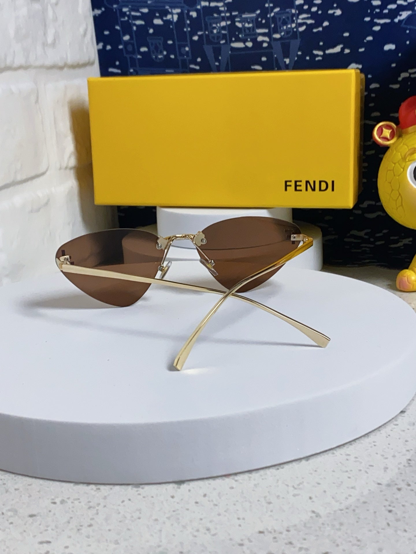 Fendi Lightweight Rimless Brown Lens Sunglasses for Women - 372478 - detail image 3