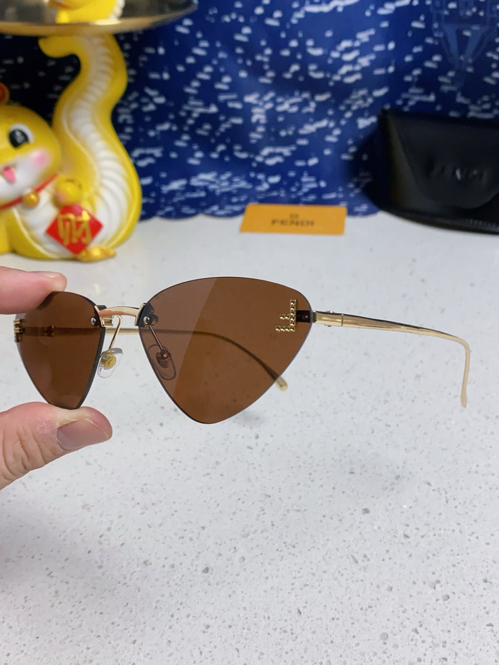 Fendi Lightweight Rimless Brown Lens Sunglasses for Women - 372478 - detail image 6